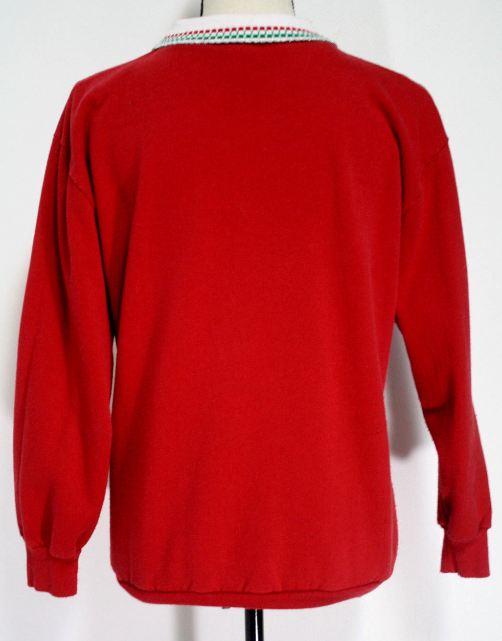 VTG Holiday Time Womens Sz Small Red Christmas Sweatshirt Puppy Present Ornament