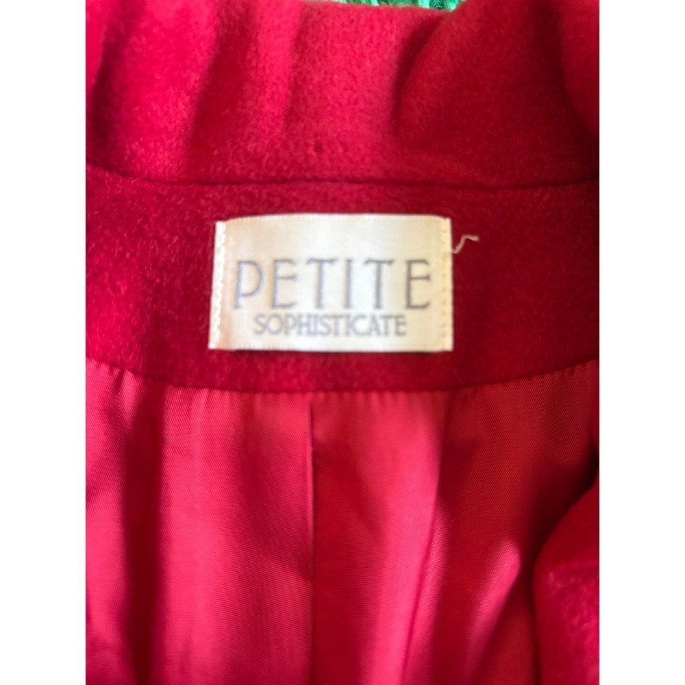 Petite Sophisticate Vintage Red Wool Blend Double Breasted Long Coat Made in USA