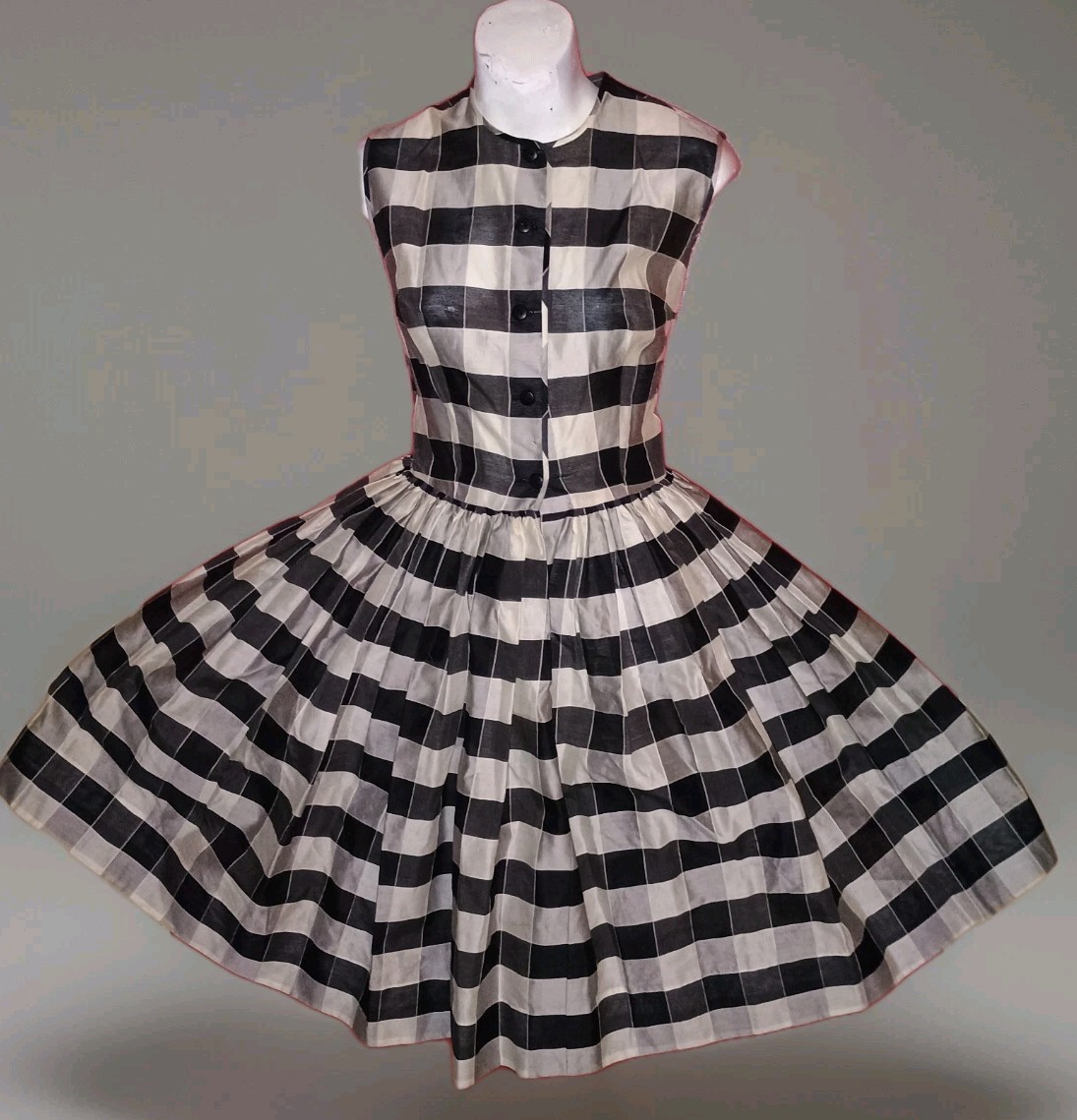 Vintage 50s Carole King Dress Pinup Rockabilly Black White Checkered