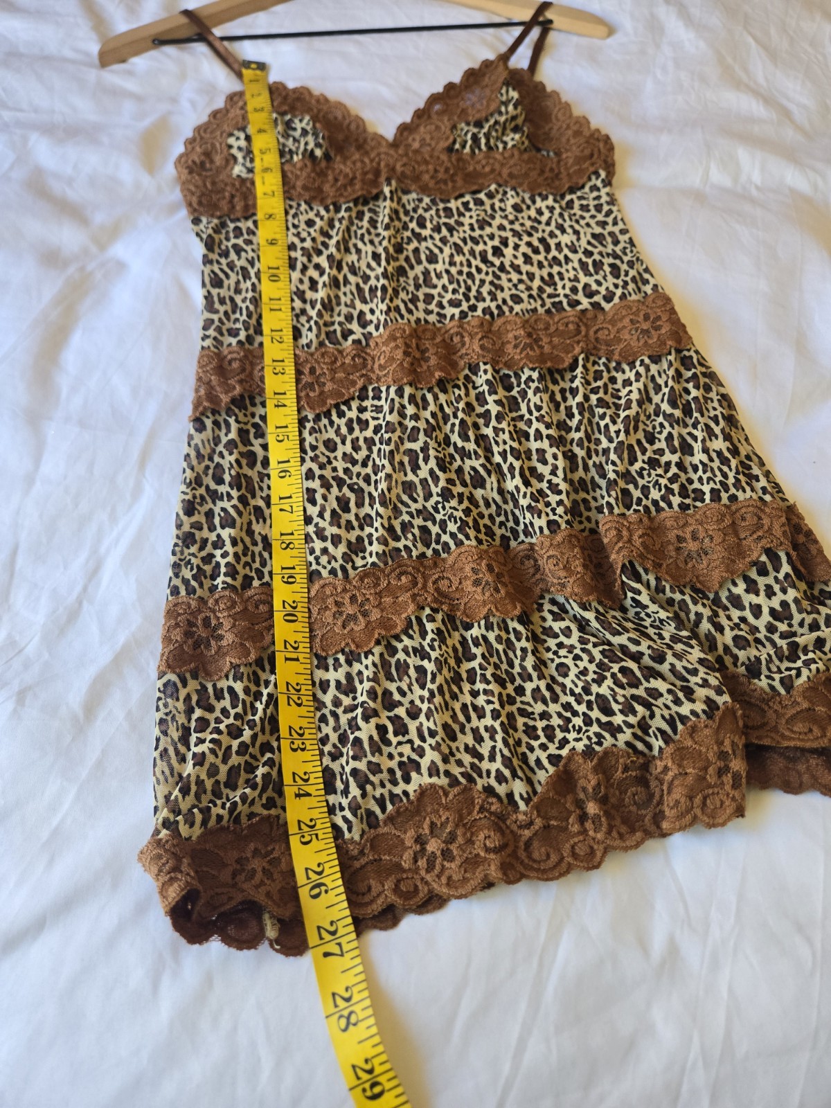 Vtg Rampage Y2k The Brigitti Leopard Print Lace Slip Mini Dress Medium Coquette