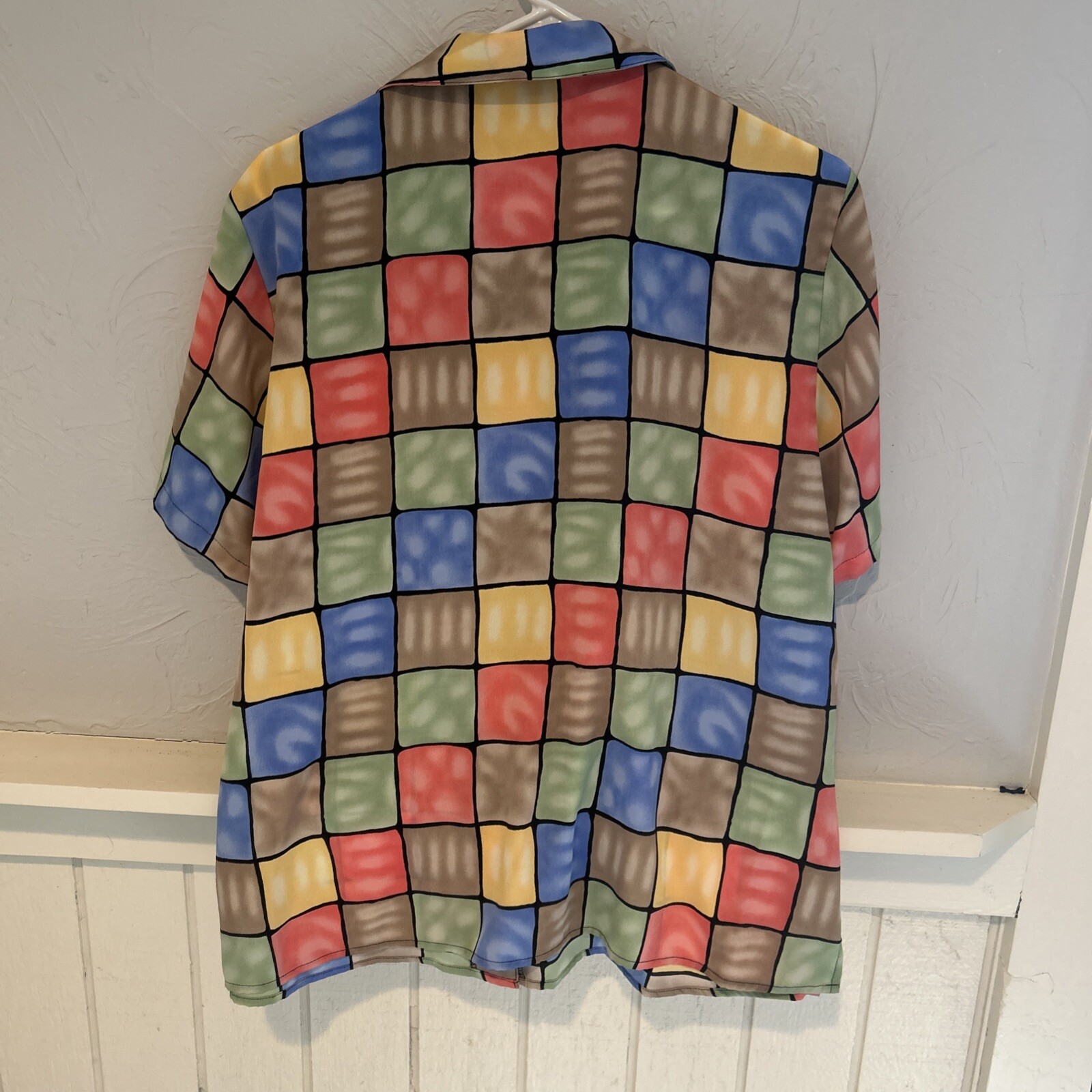 VTG Elementz Multicolor Checkered Button Up Women’s Shirt Sz XL