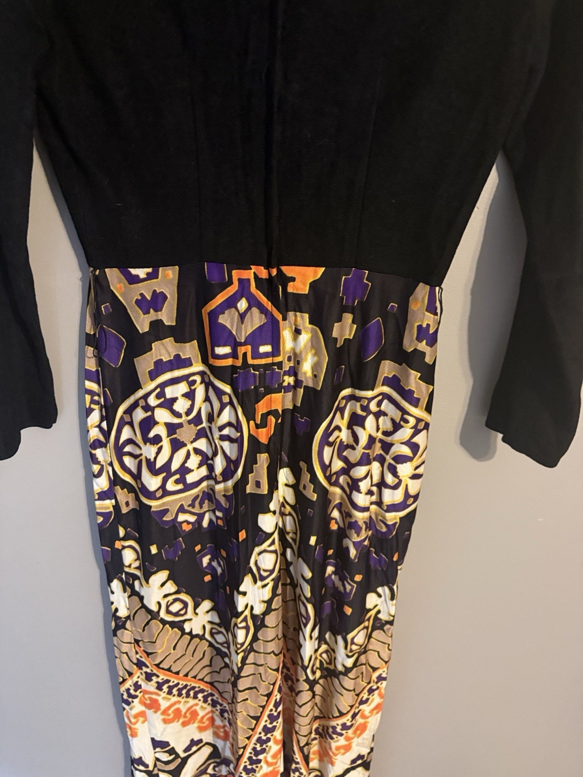 Vtg Diana Dean By Julius Lonschein Hostess Dress. Orange/Black Siz Me Small