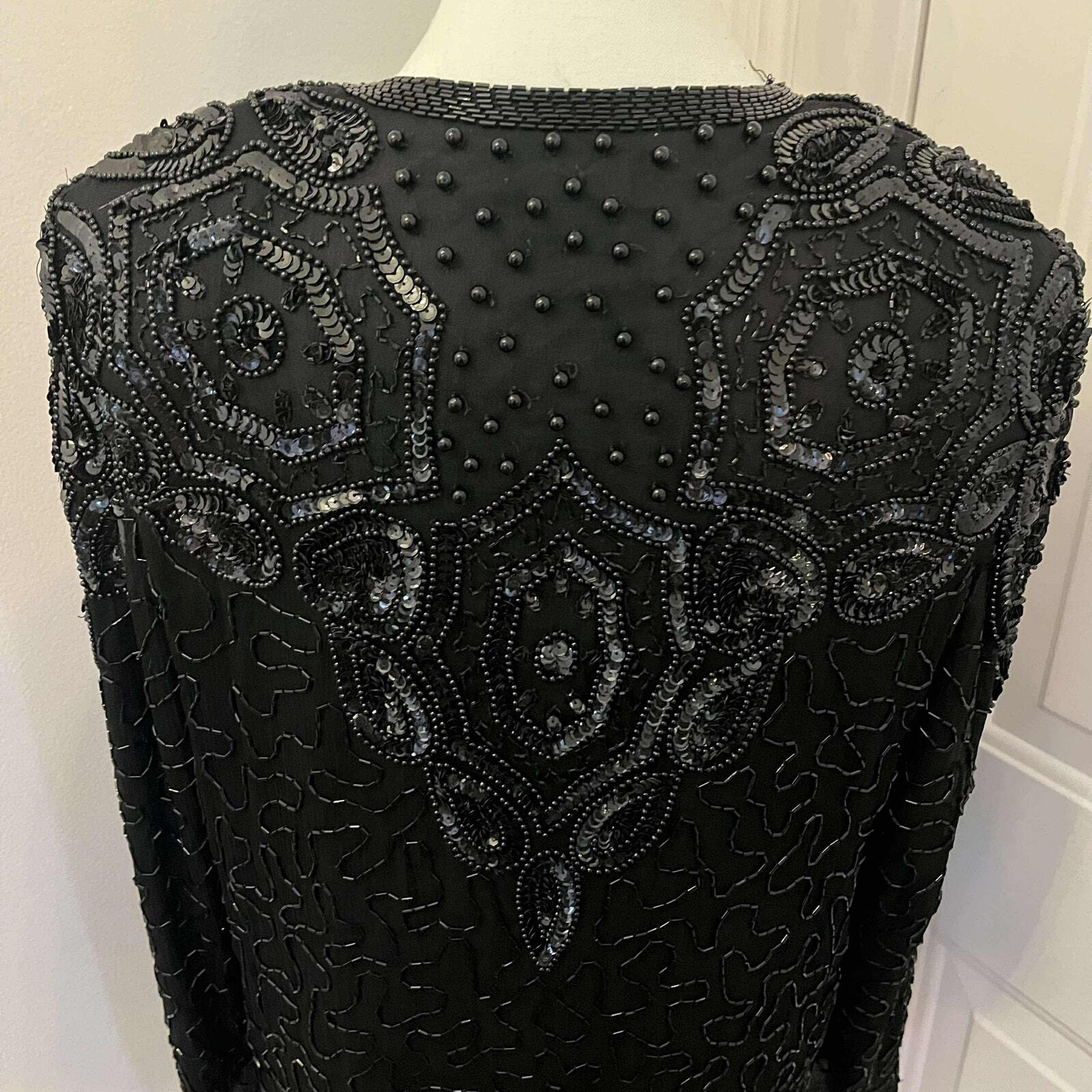 Vintage 80&rsquo;s AP LTD Silk Beaded Sequined Embellished Jacket Size Medium