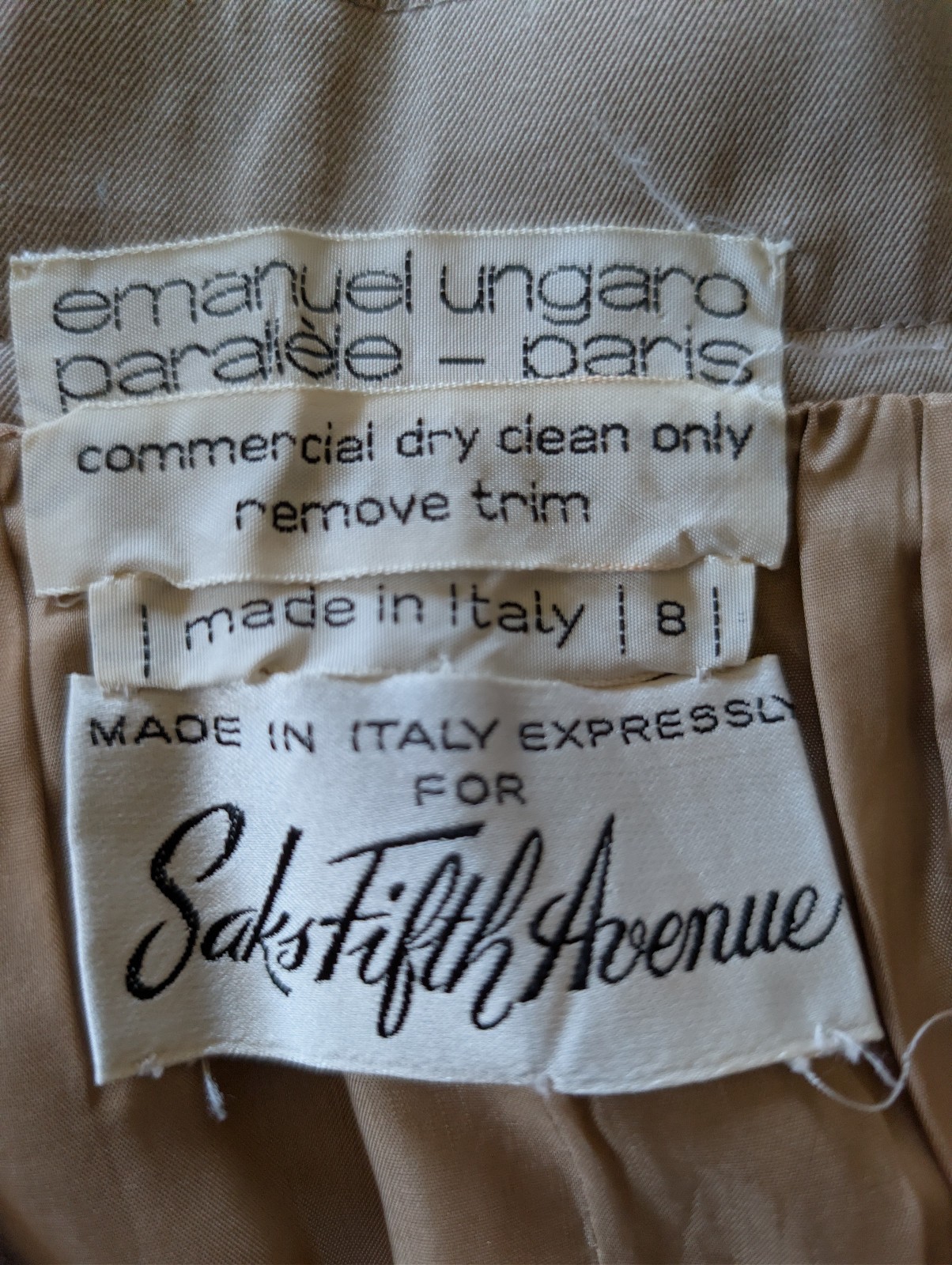 Vtg 1980s Emanuel Ungaro Parallèle Tan Skirt 24&Prime;