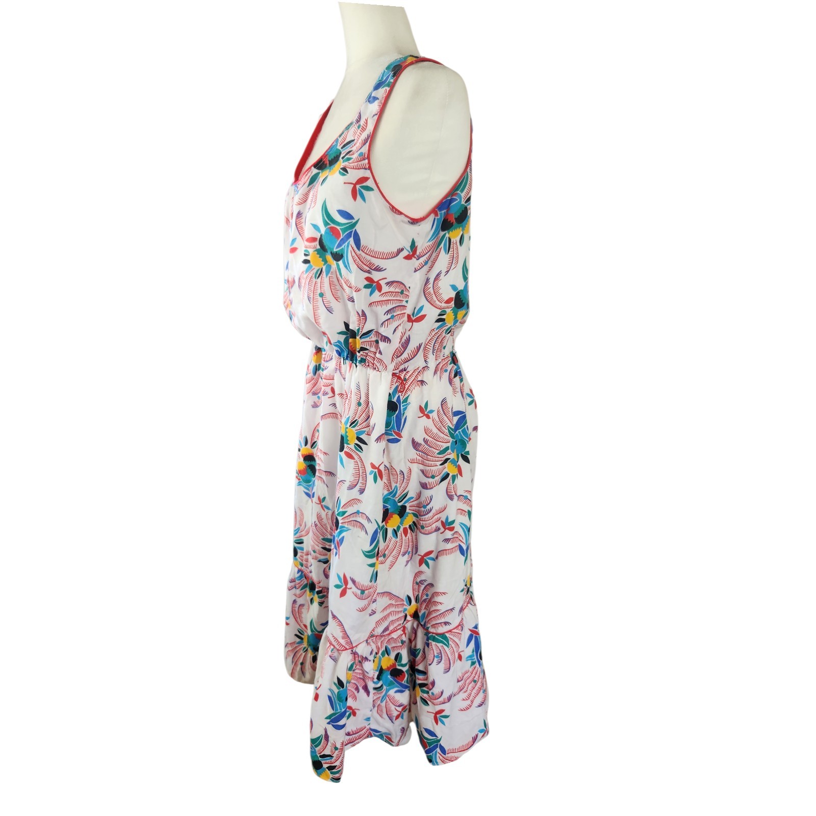 Vintage Items California Abstract Tropical Midi Sundress Sz 16 Retro Red Yellow