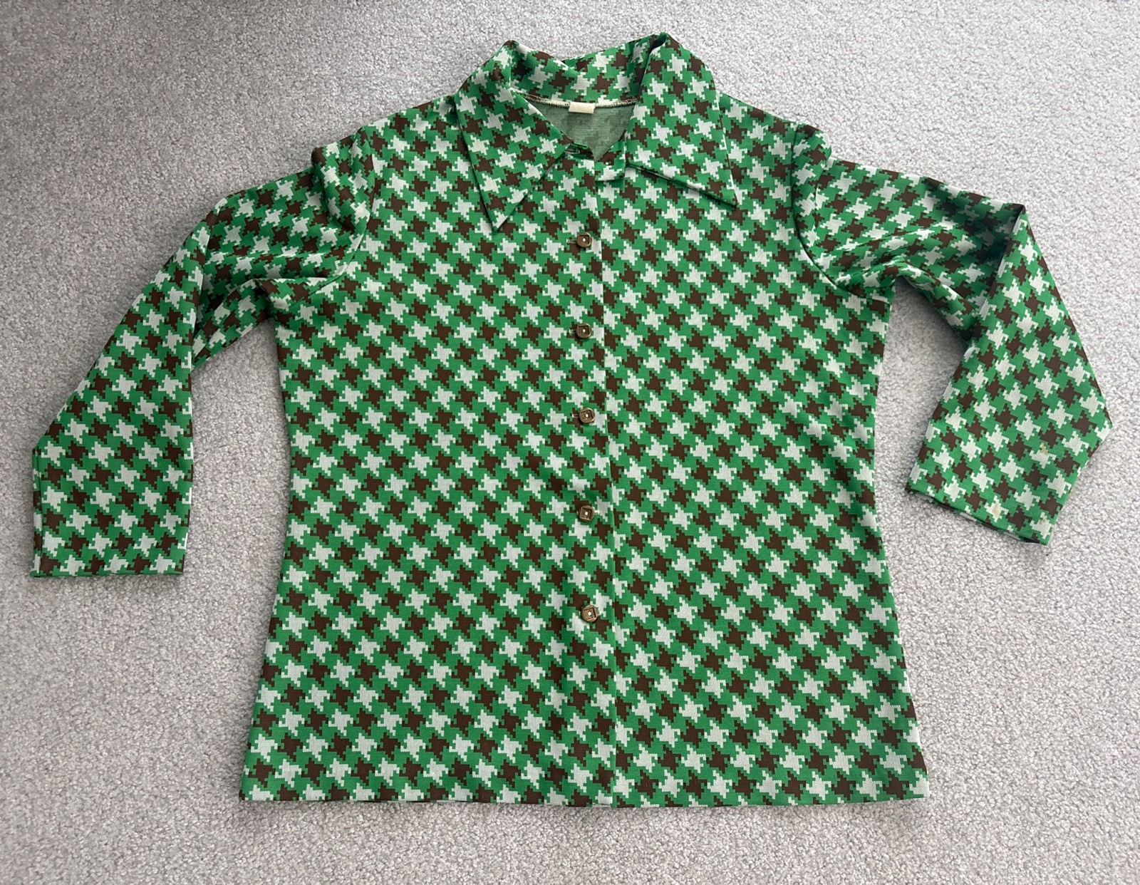 Vintage 70’s/80’s Print Button Up w/ Pointed Collar Women&rsquo;s Size Large,Unbranded