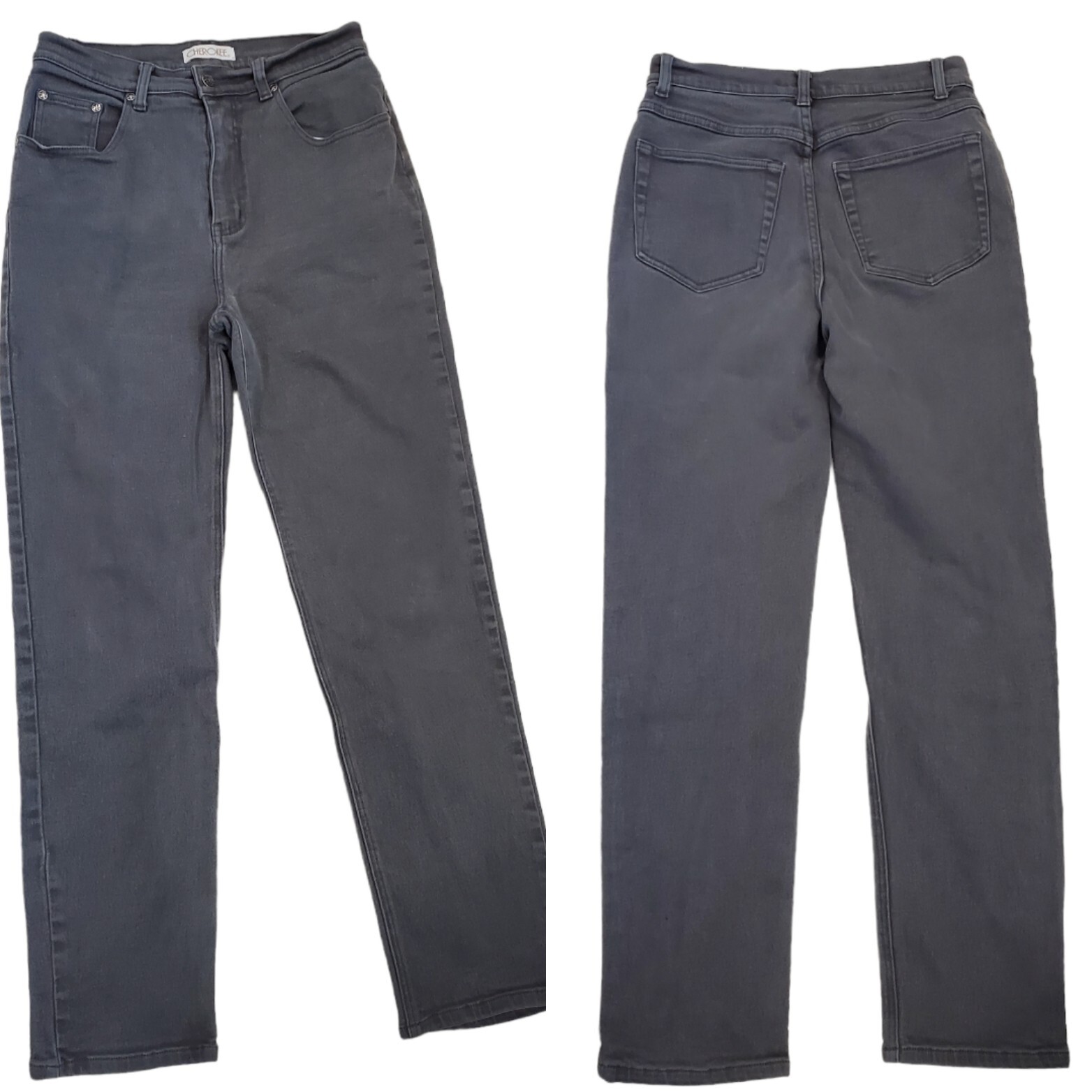 90s Gray Jeans High Waisted Gray Straight Leg Stretch Sz 6 x 29.5 Grunge