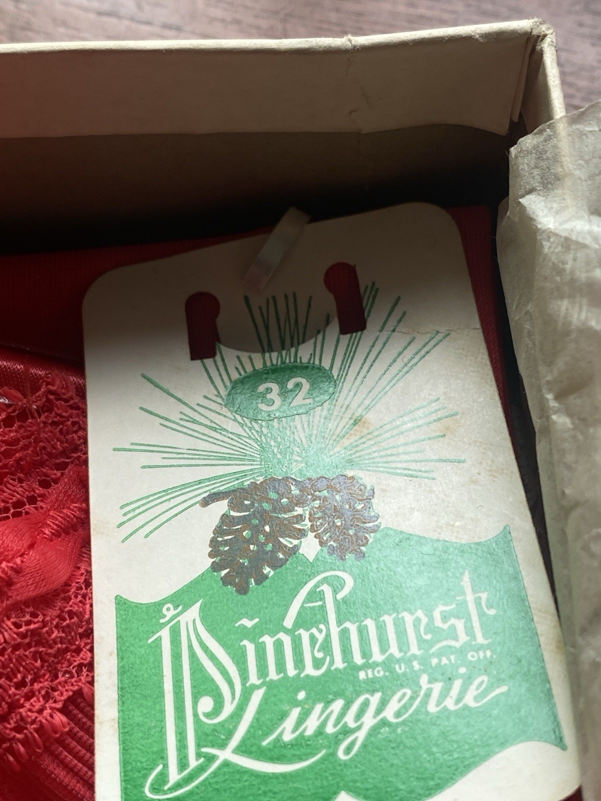 In box Vintage 50s or 60s Pinehurst Lingerie Gorgeous Size 32 Red Nylon slip