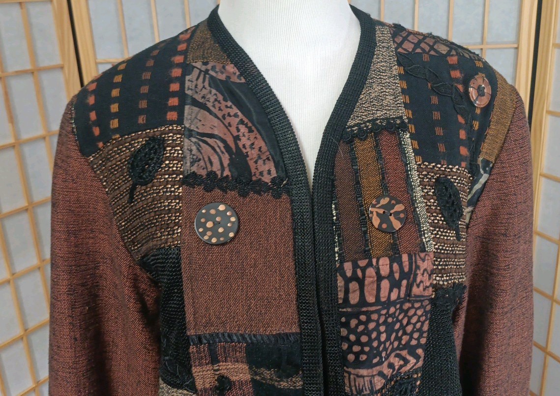Crystal Vintage Womens Artsy Patchwork Long Sleeve Jacket Made In Colombia Small