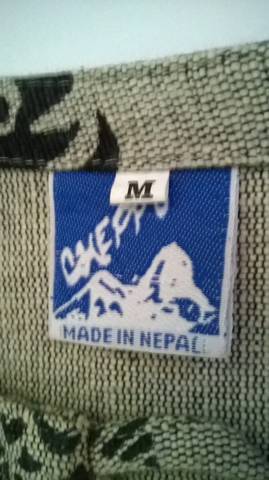 Nepal Cheppu Jacket Size Med Fish Print Made In Nepal Wood Resin buttons 1980s