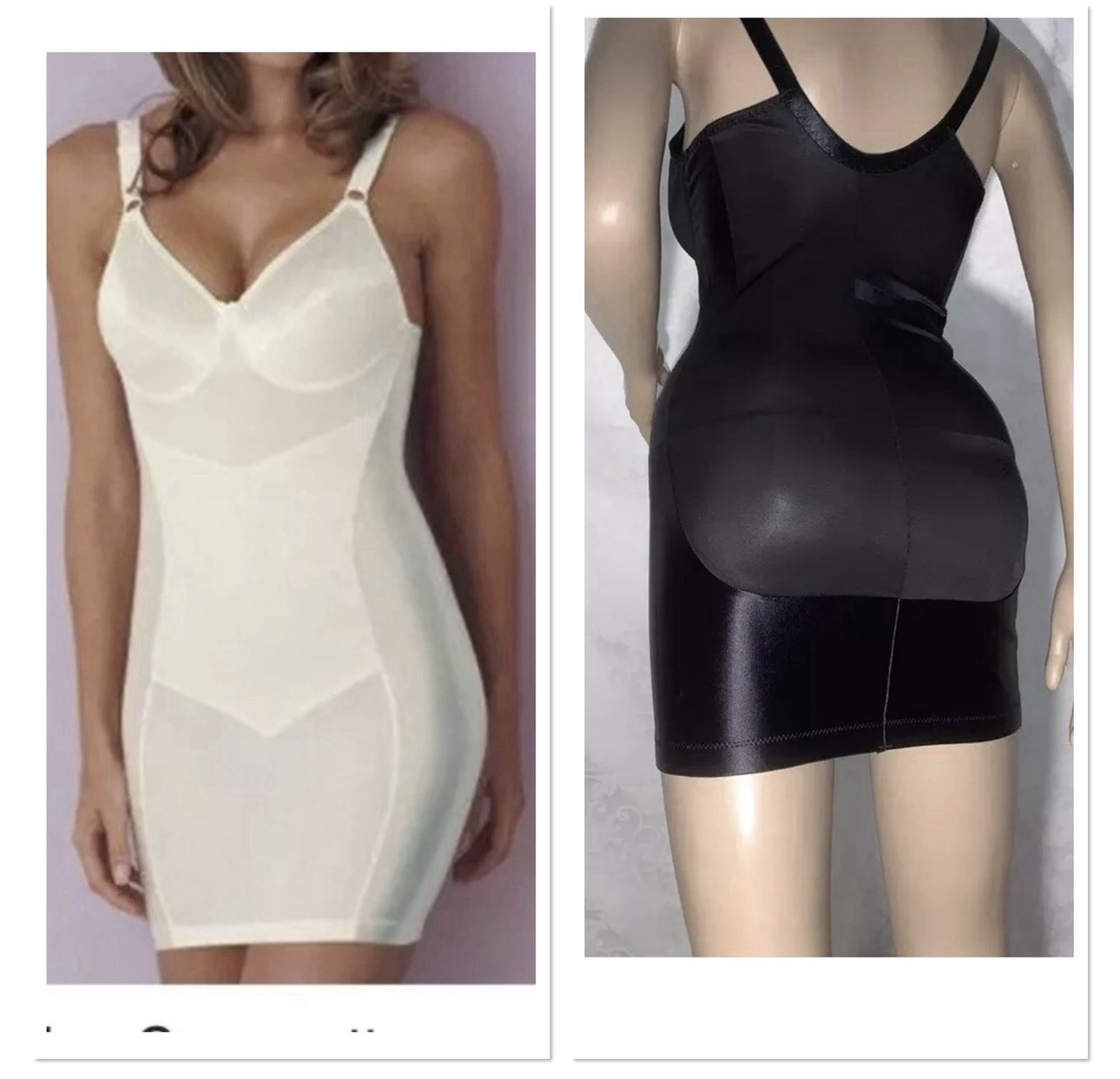 46 B C 2X NWT Vintage Short Tight Black Satin Open Bottom Girdle Bra Slip Shaper