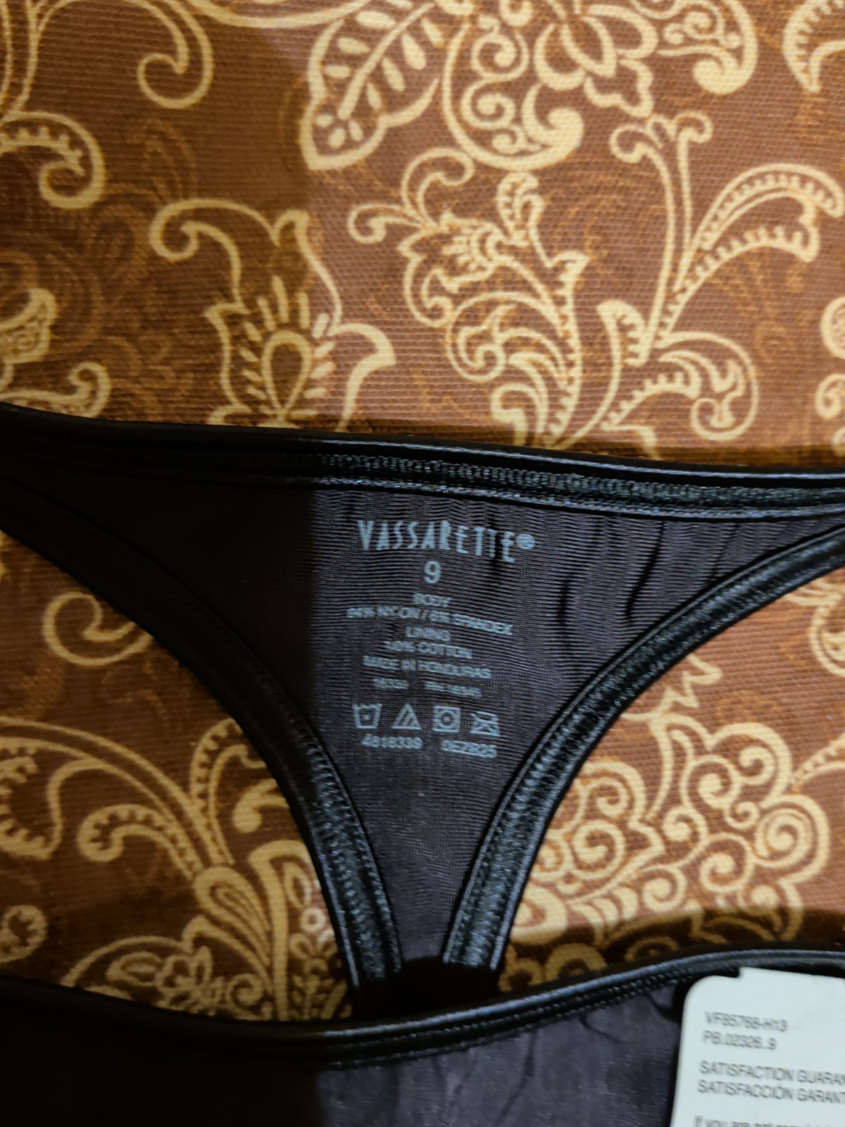 Vintage Vassarette Satin Double String Thong Panties Size 9 XL