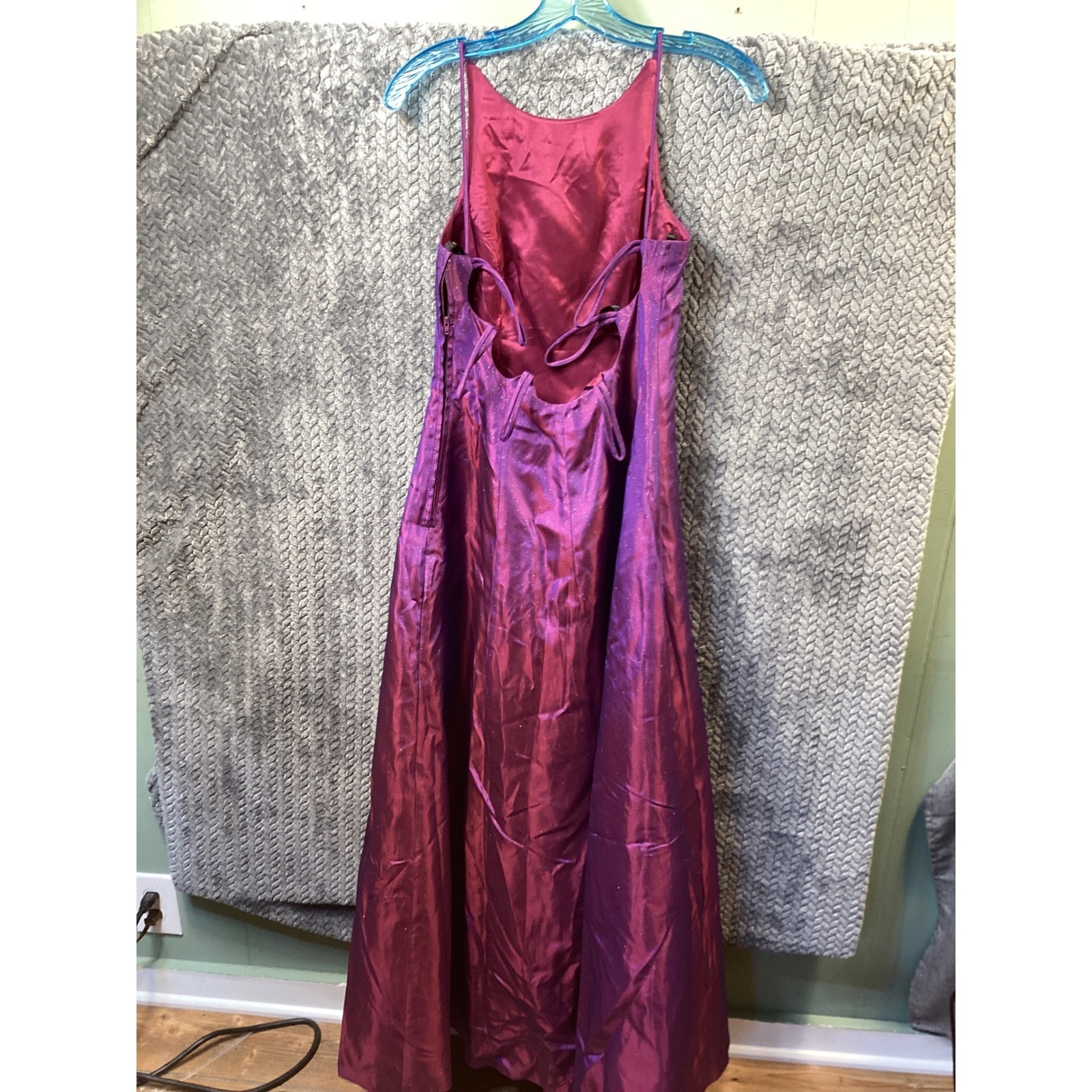 Roberta Vintage 90s Purple Iridescent Shimmer Gown Open Back Prom Dress Party