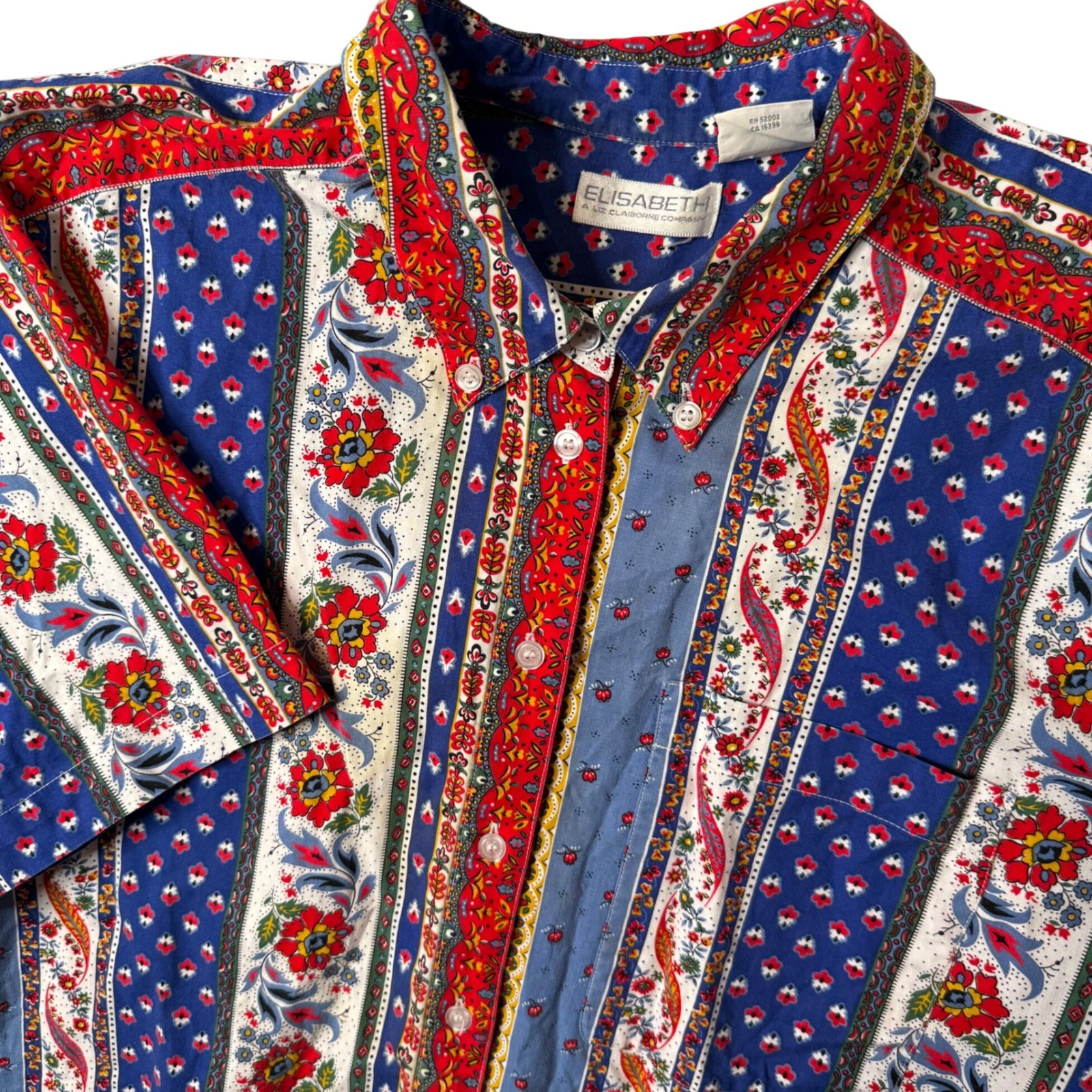 Vintage 90s Floral Patchwork Boxy Shirt Size 20 Novelty Cotton Western Eclectic
