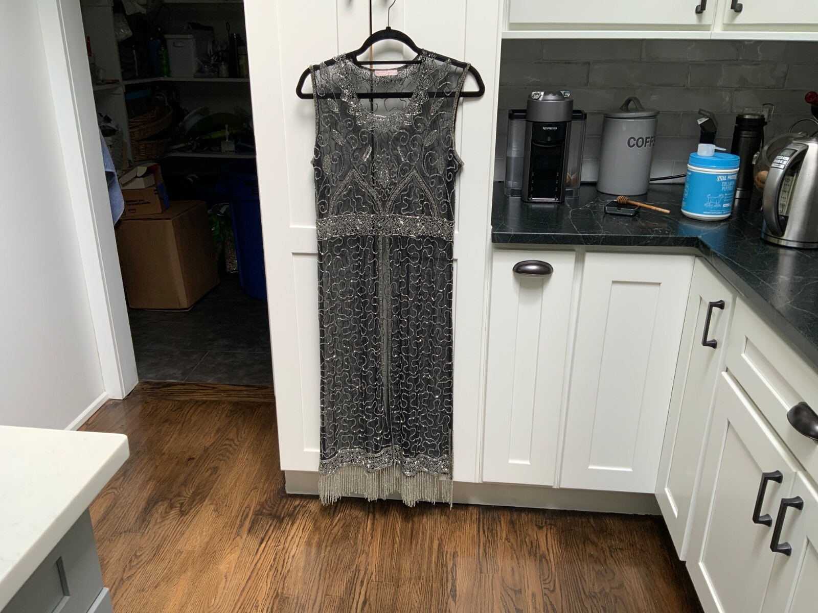 Silver/Black Beaded Overdress Southhampton Piccolo Bella Boutique slightly worn