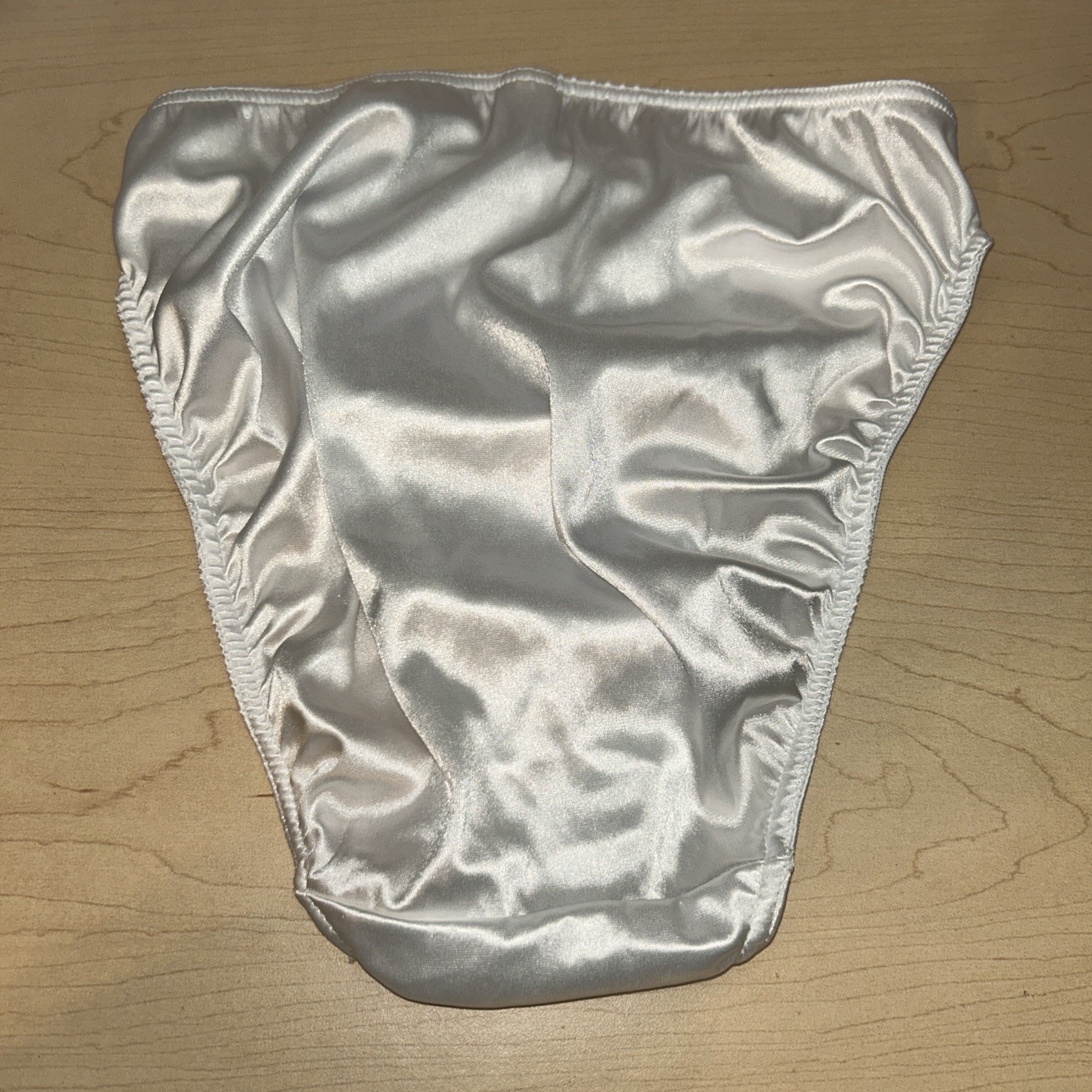 Vtg 90s Victorias Secret Hi Cut Hipster Panties M Second Skin Satin White 7424