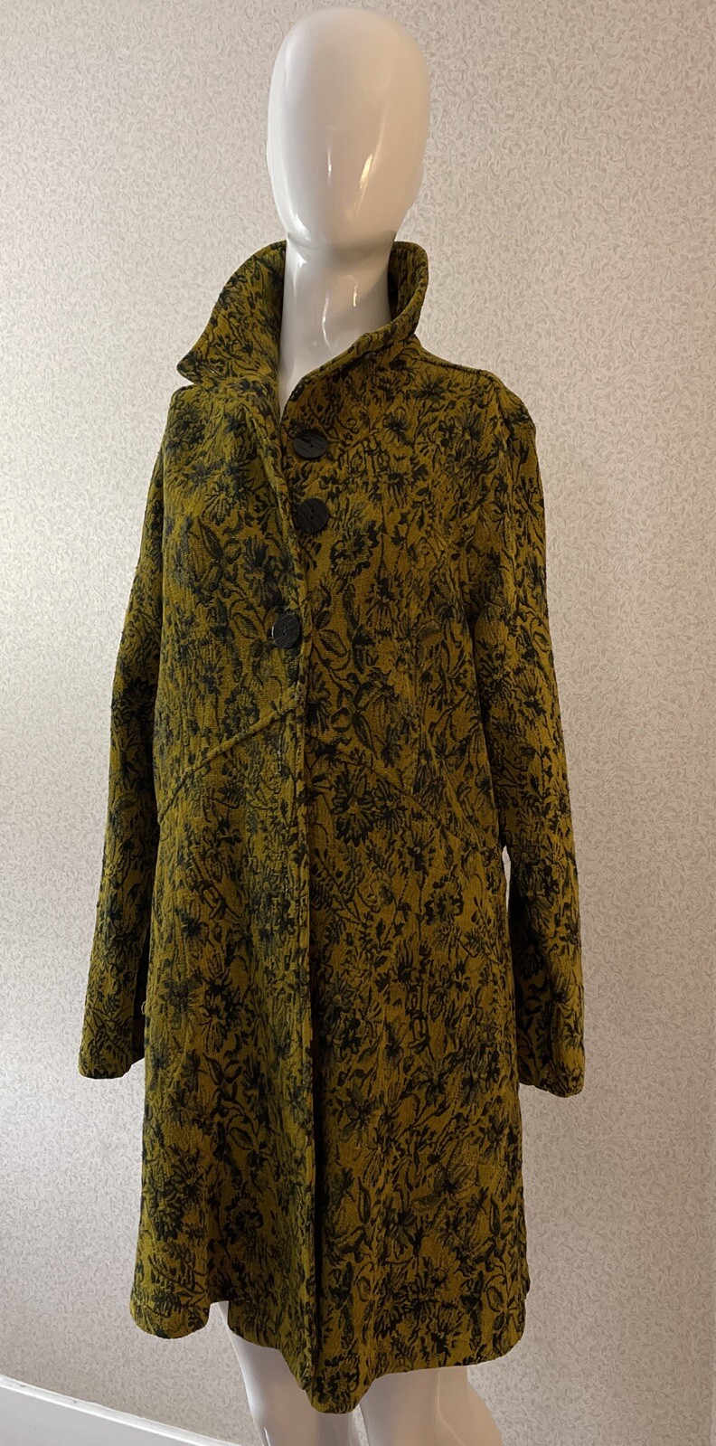 Vintage CMC Color Me Cotton Floral Green / Gold Jacquard Tapestry Coat Y2K Sz M