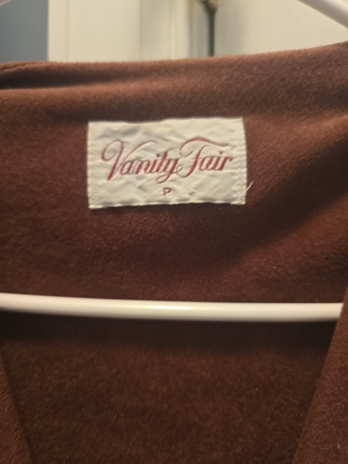 Vanity Fair Petite Vintage Chocolate Brown Dacron Polyester Velour Long Robe