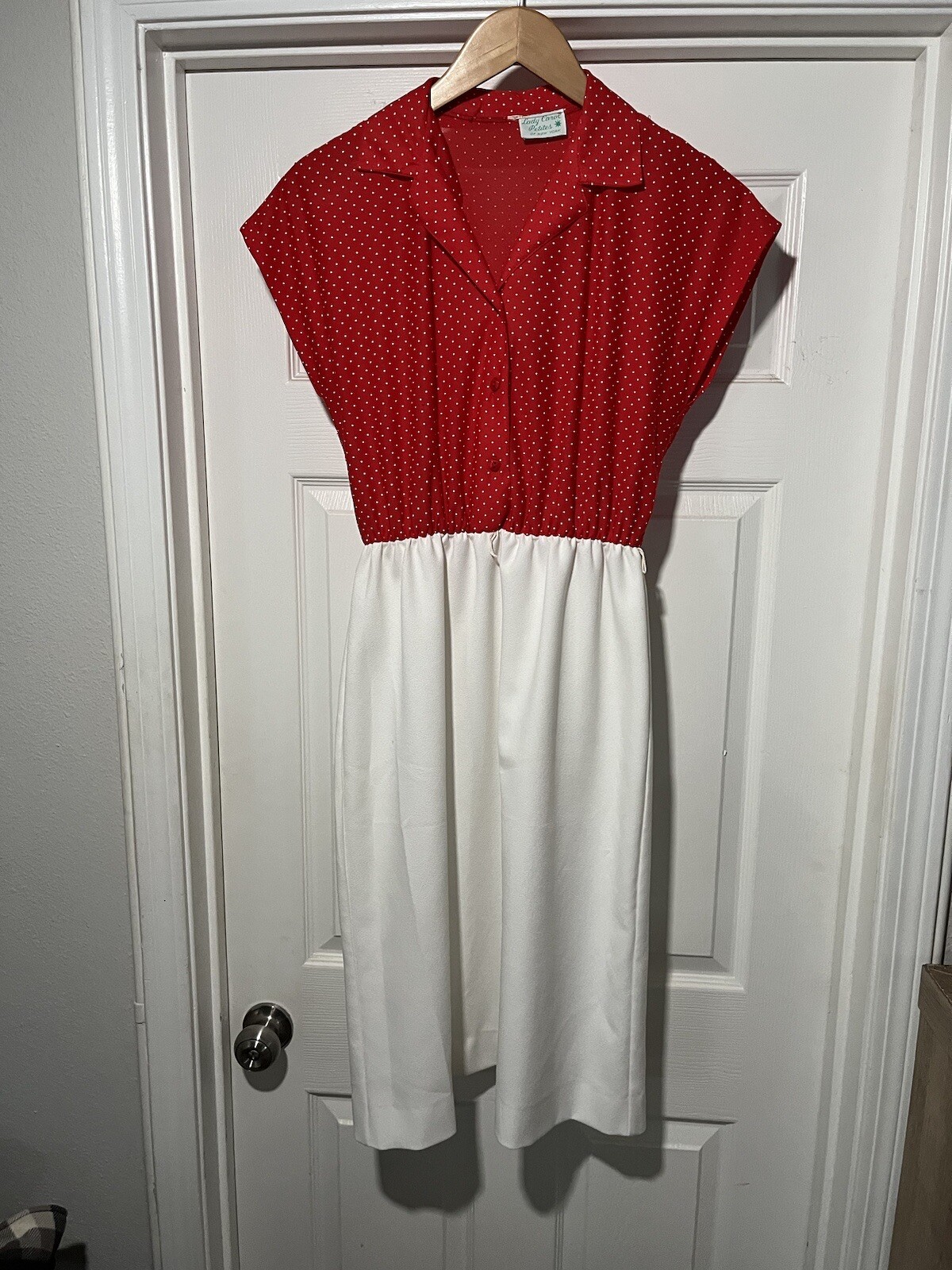 Lady Carol Petites Dress Sleeveless Red White Polka Dot Rockabilly Vintage