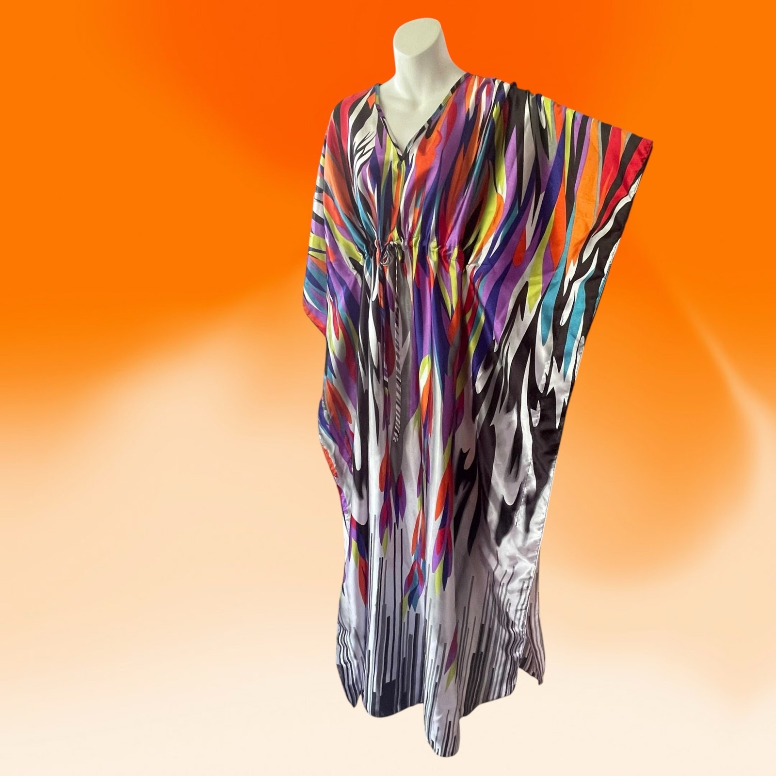 Mrs. Roper Caftan Three’s Company OSFA Winlar Abstract Colorful Swim Cover