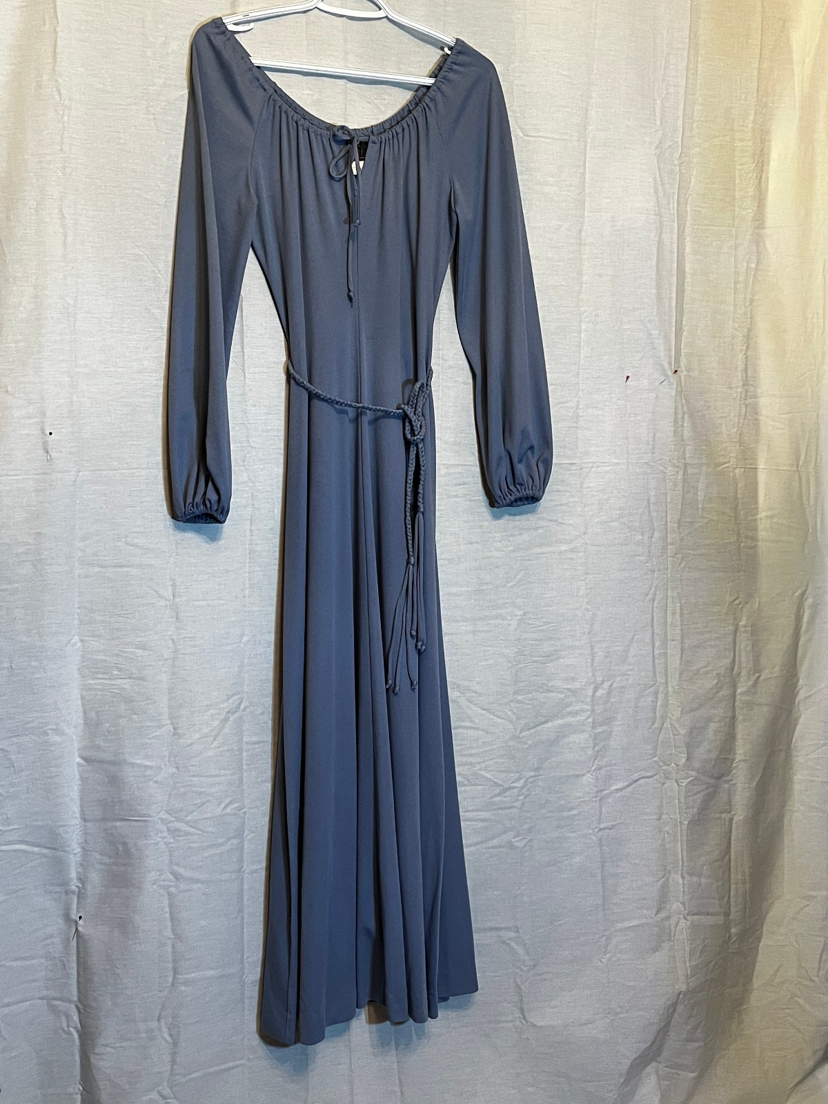 Clovis Ruffin Ruffinwear Blue/Gray Off the Shoulder Long Dress