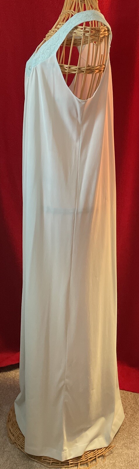 Vintage TEXSHEEN Light Blue Full Length 100% Nylon Sleeveless Nightgown Size S