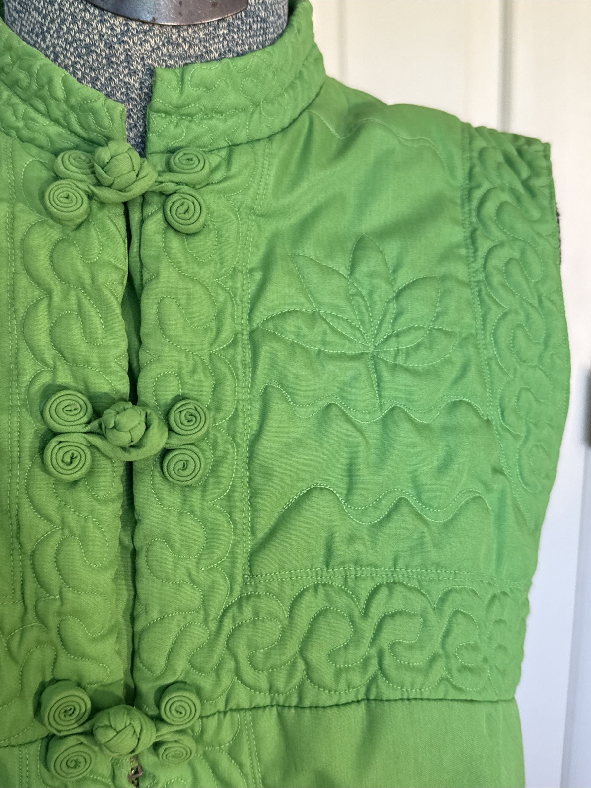Vintage 1960s Charles & Co. Green Maxi Dress Hong Kong Boho Chic Womens Small