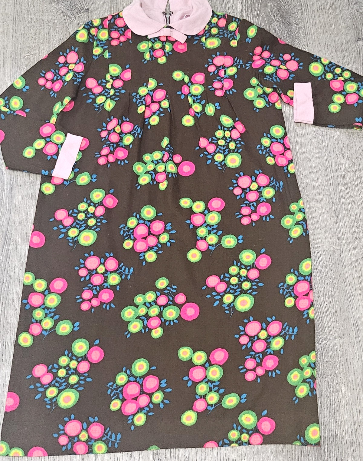 60s Mod Midi Dress Peter Pan Collar NEON POP ART 36&Prime; Med