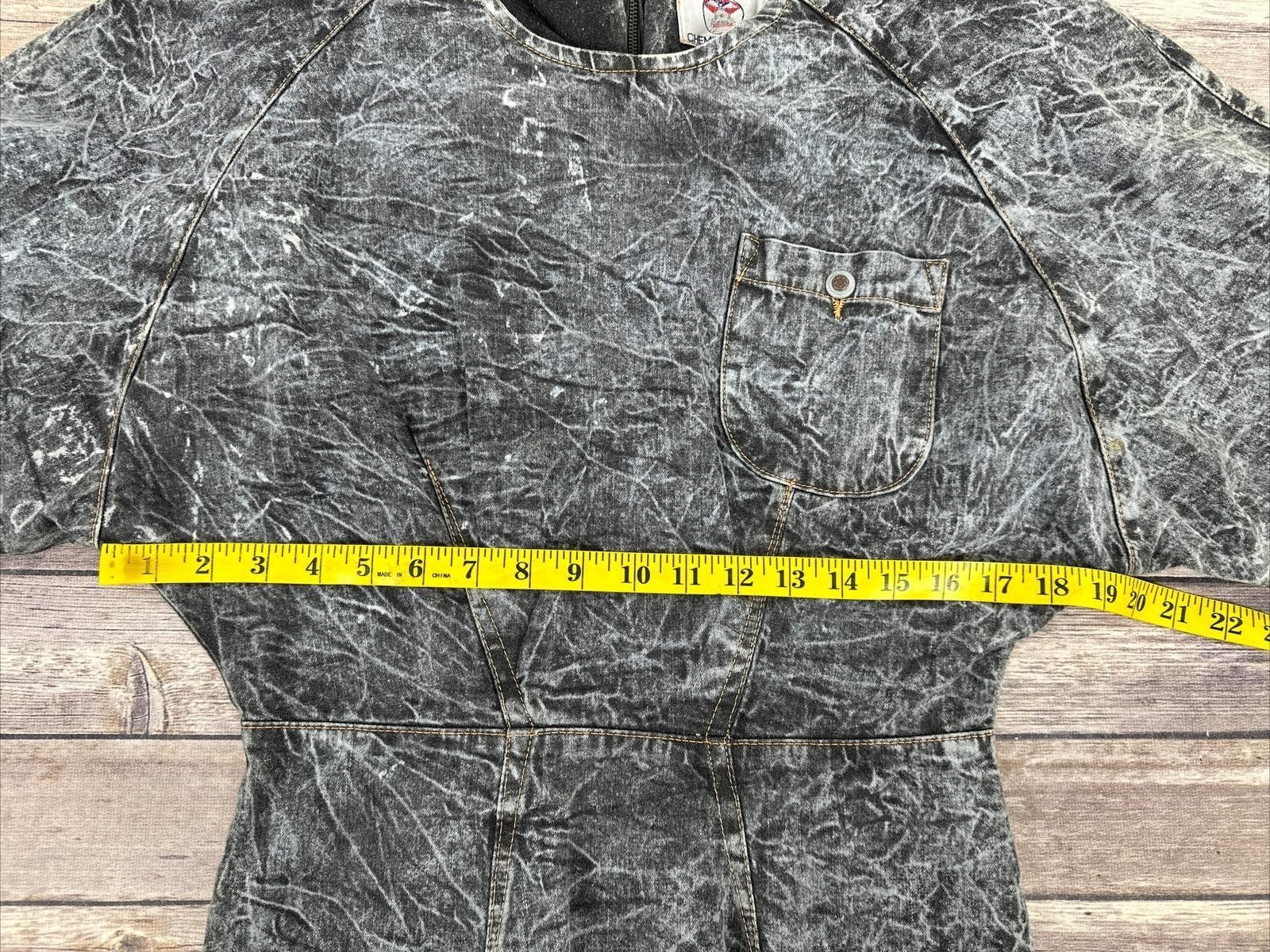 Vintage United States Chemin De Fer Denim Dress Size 9/10 Gray 3/4 Sleeve RARE