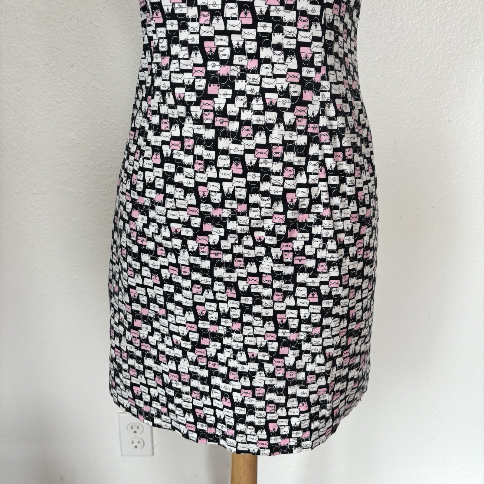 Vintage 90s Byer Too Eccentric Purse Print Black & Pink Babydoll Dress Size 9