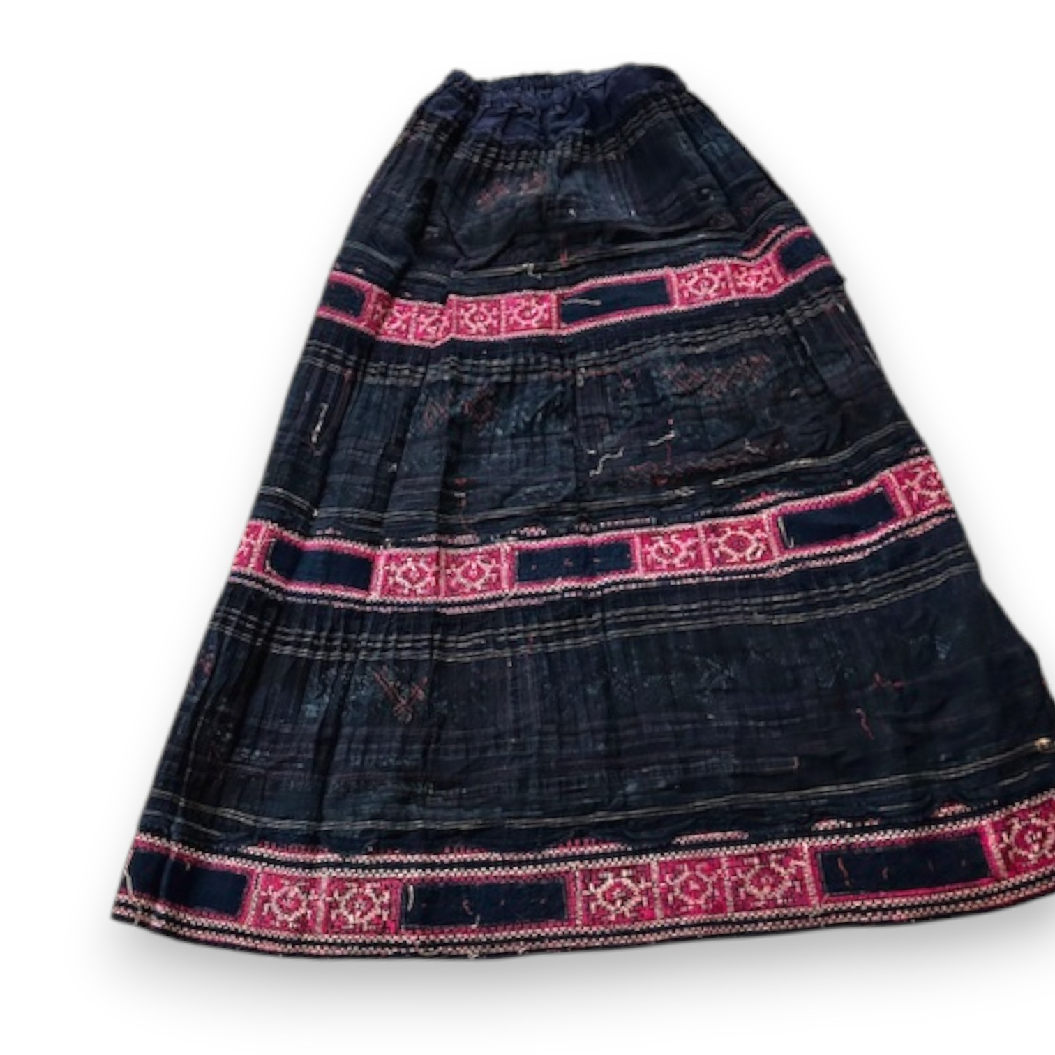 Handcrafted Vintage Embroidered & Applique Vietnamese Hills Hmong Tribal Skirt