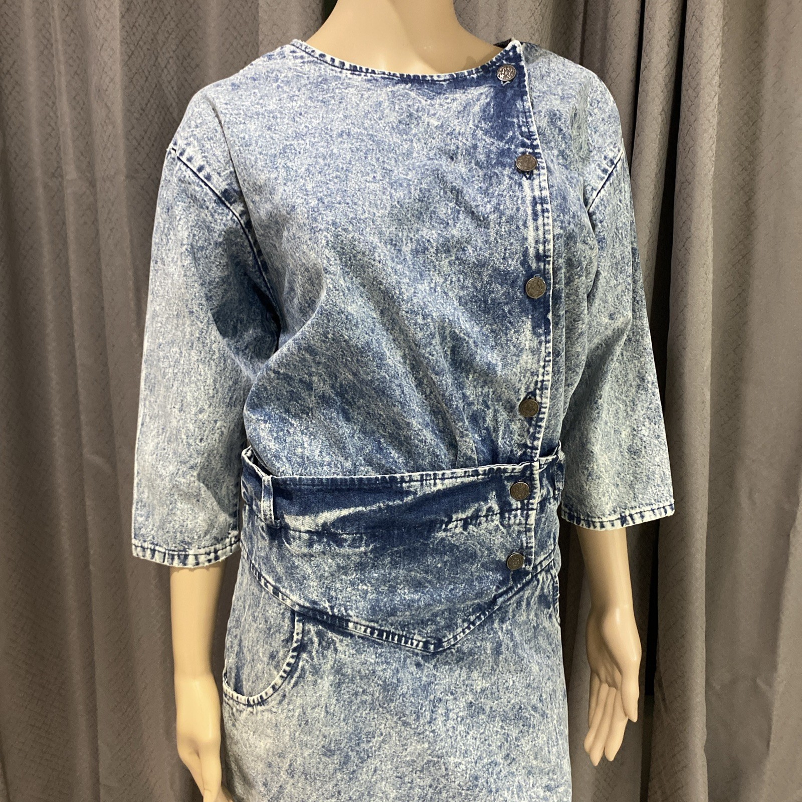 Vintage Landon West 1980s Blue Denim Shirt Dress 100% Cotton Size 7/8