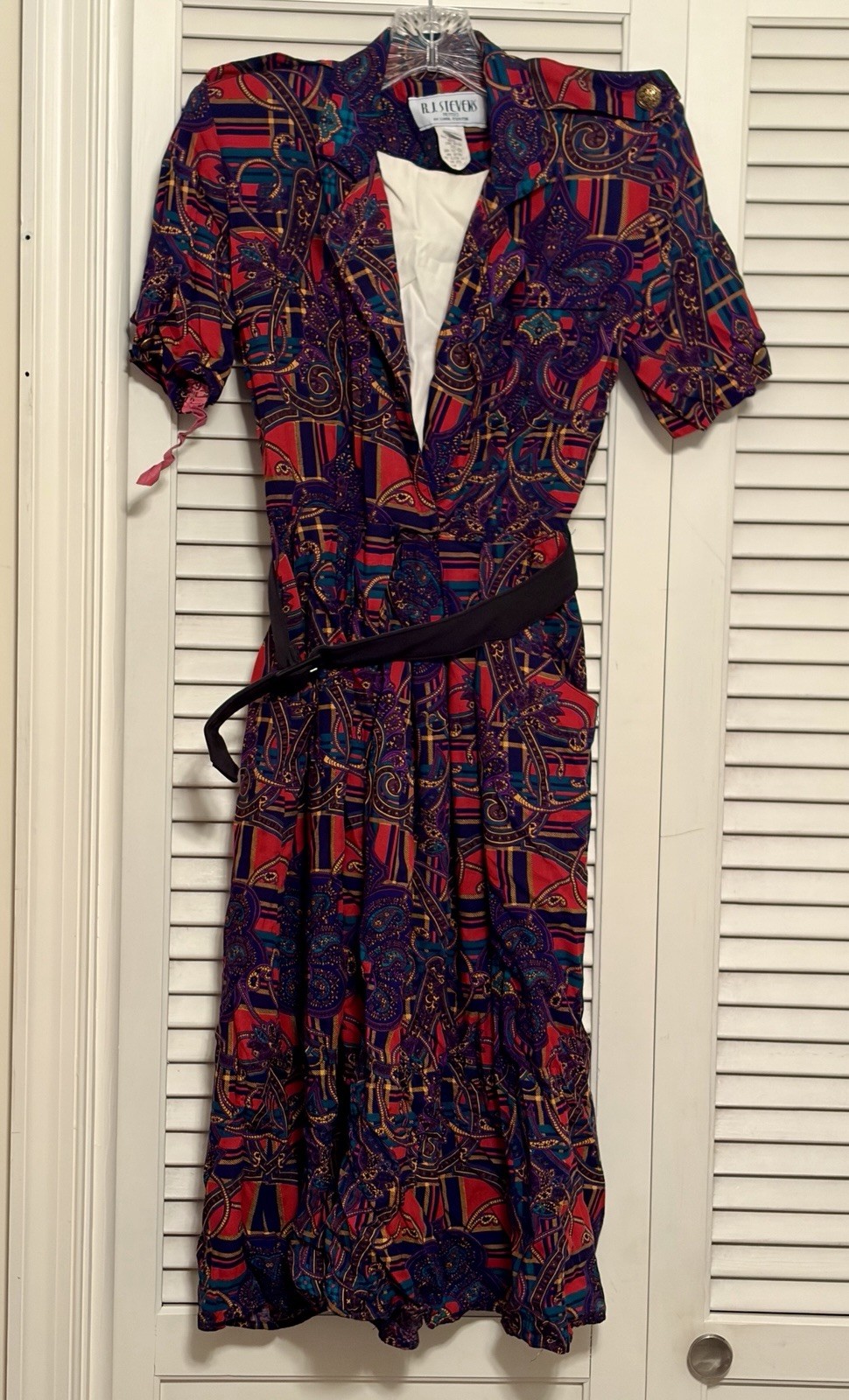 80s RJ Stevens By Carol Escritor Paisley Midi Dress Size 4 Petite VTG