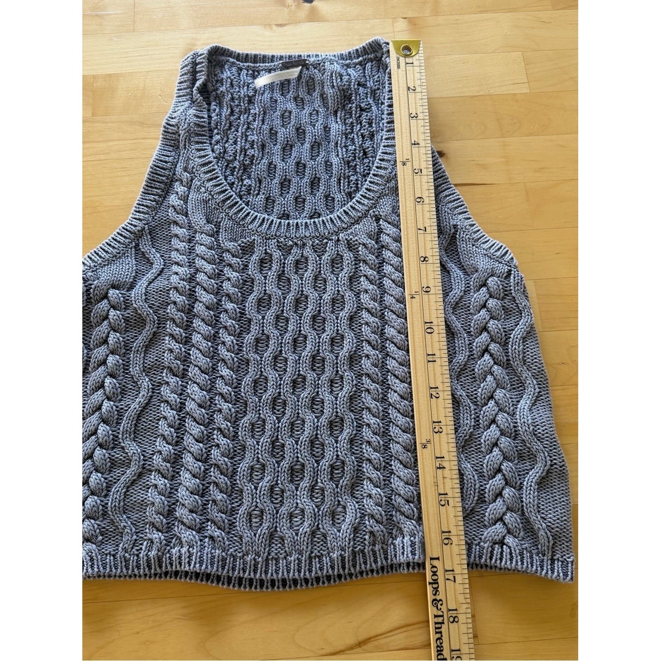 Free People Cable Knit Sweater Tank • Boho Cropped Knit Vest Size S