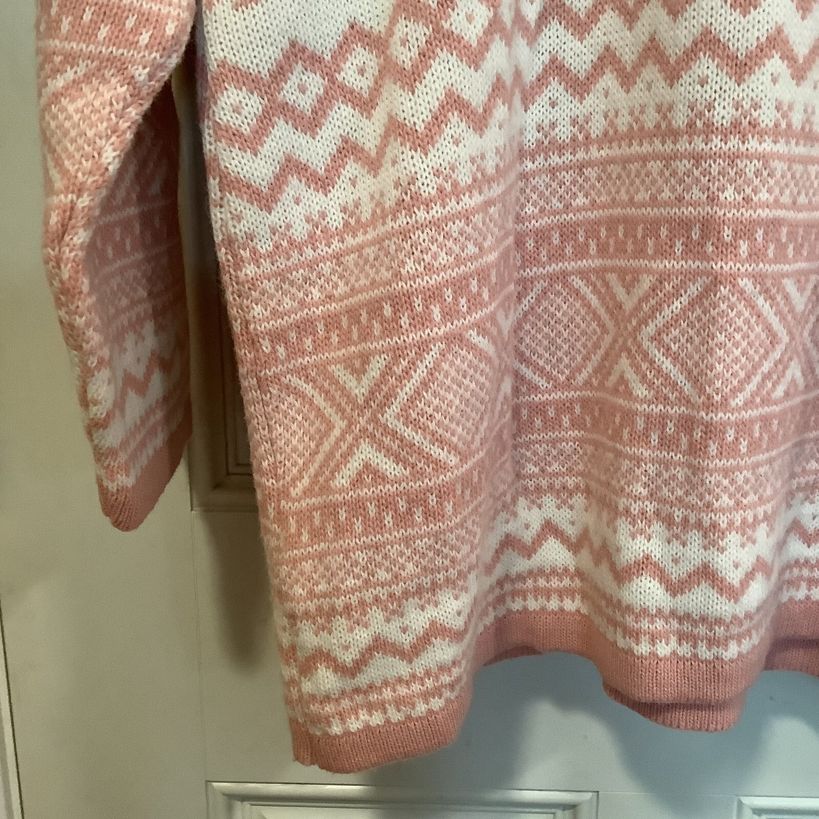 Laura Tyler pink white thick snowflake turtleneck women&rsquo;s ski sweater size M/L