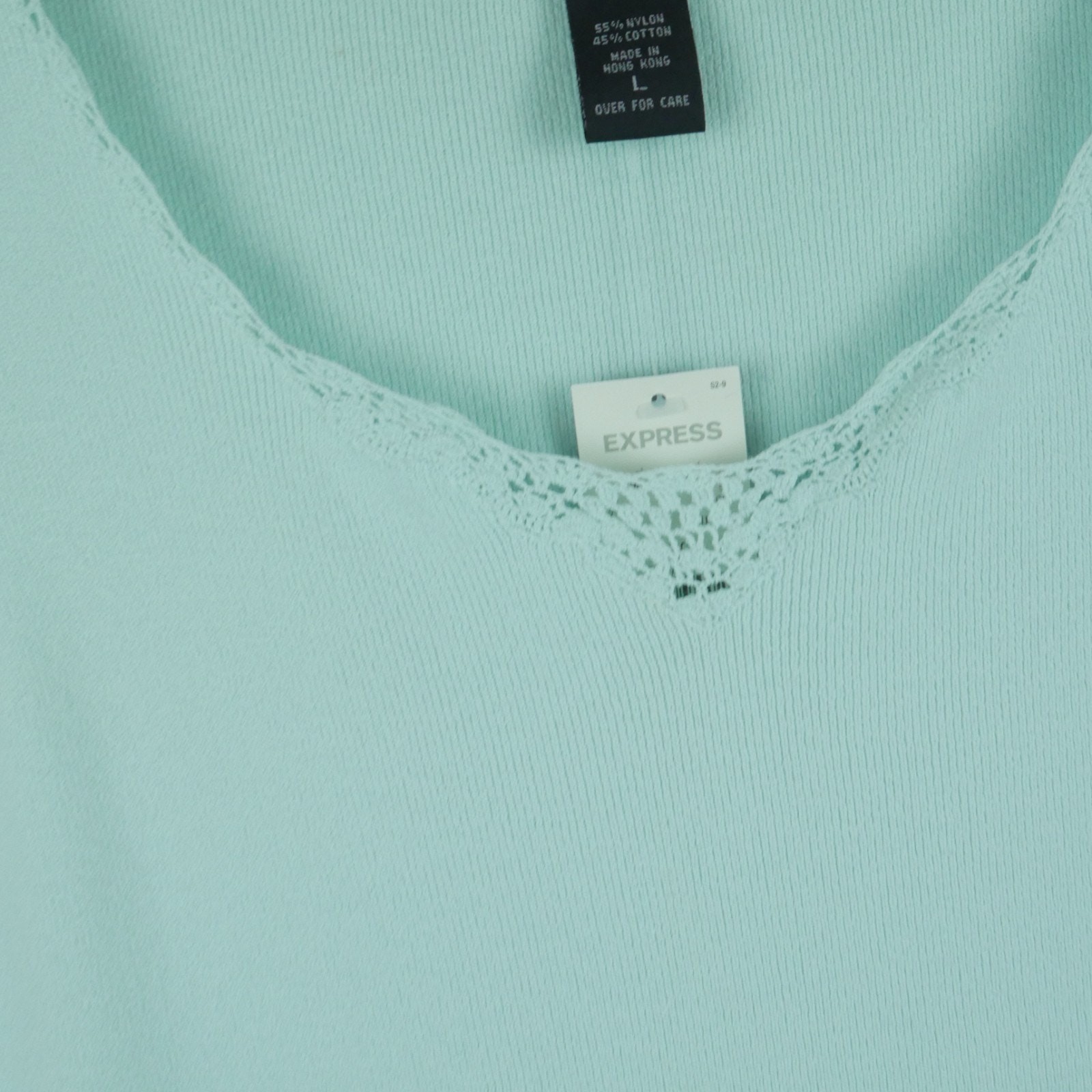Express Large Tank Top Pastel Blue Knit Coquette 90s Express Dainty Feminine VTG