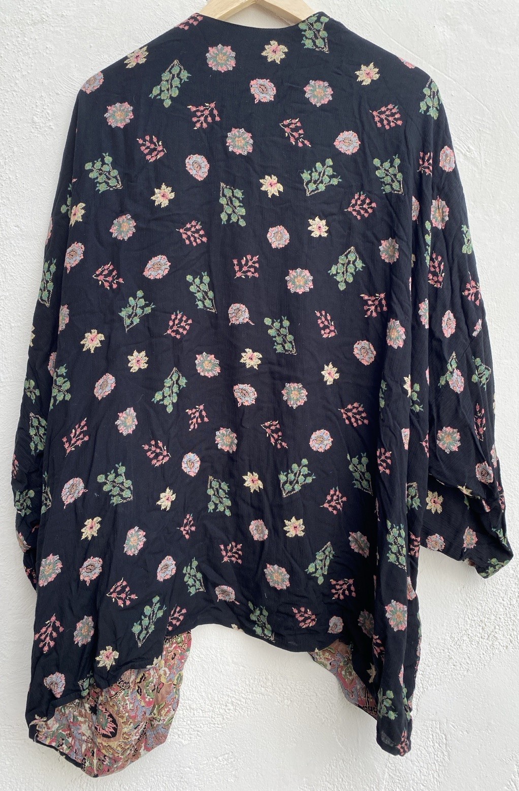 Platinum By Dorothy Schoelen O/S Boho Open Front Jacket Floral Art To Wear