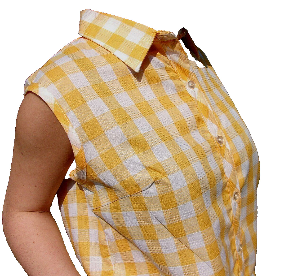 VTG 1980s Womens Size 13/14 Yellow Check MISS FASHIONALITY Button Up Shirt Top