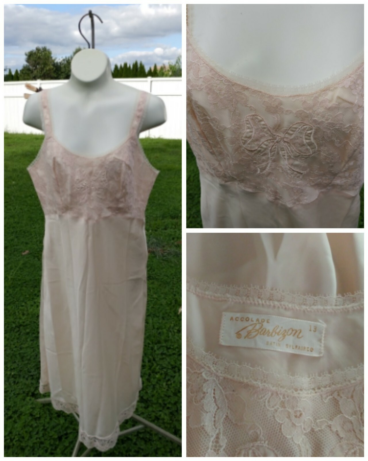Vintage Pink Barbizon slip rayon nylon 1940&rsquo;s cut bias midi length dress