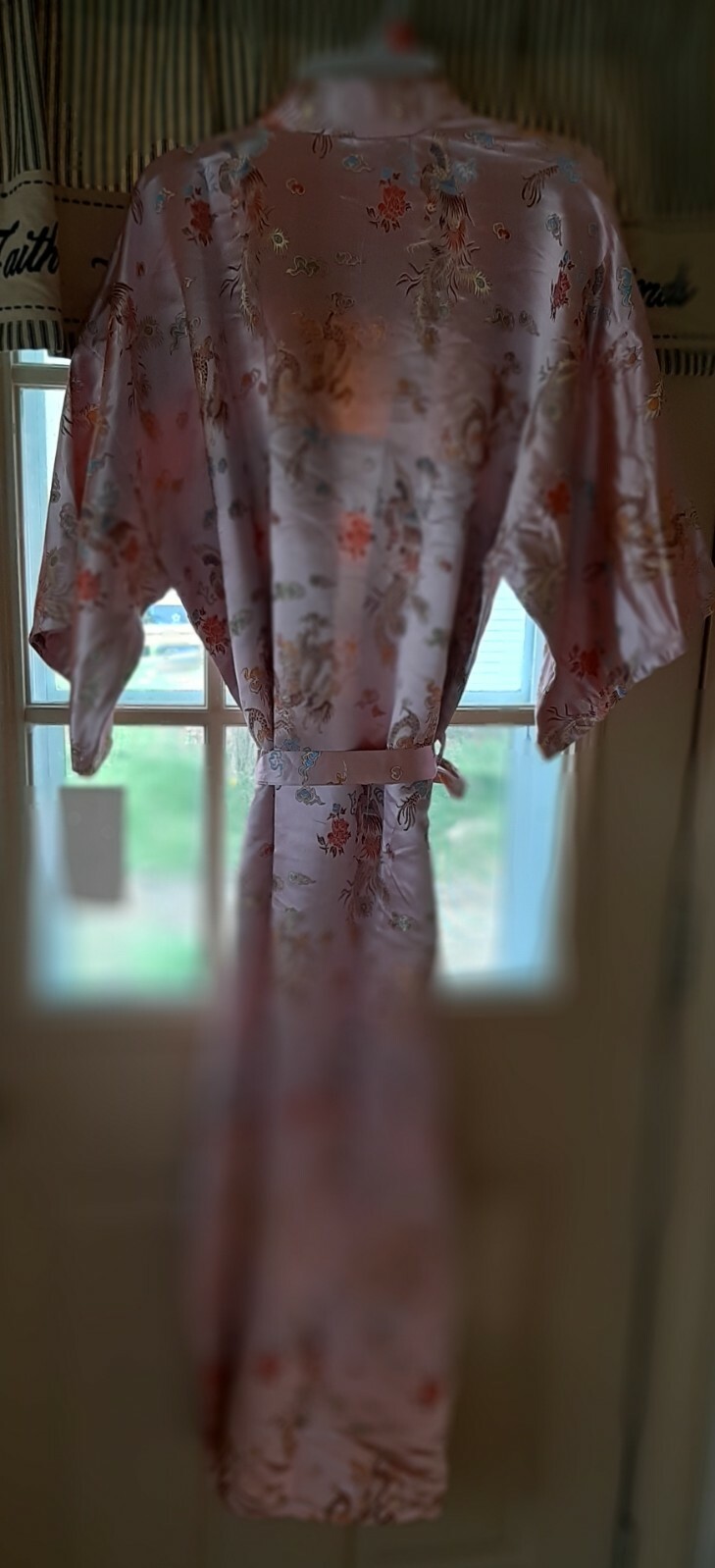 Vintage??? Long Liquid Pink/Multi Color Chinese Robe