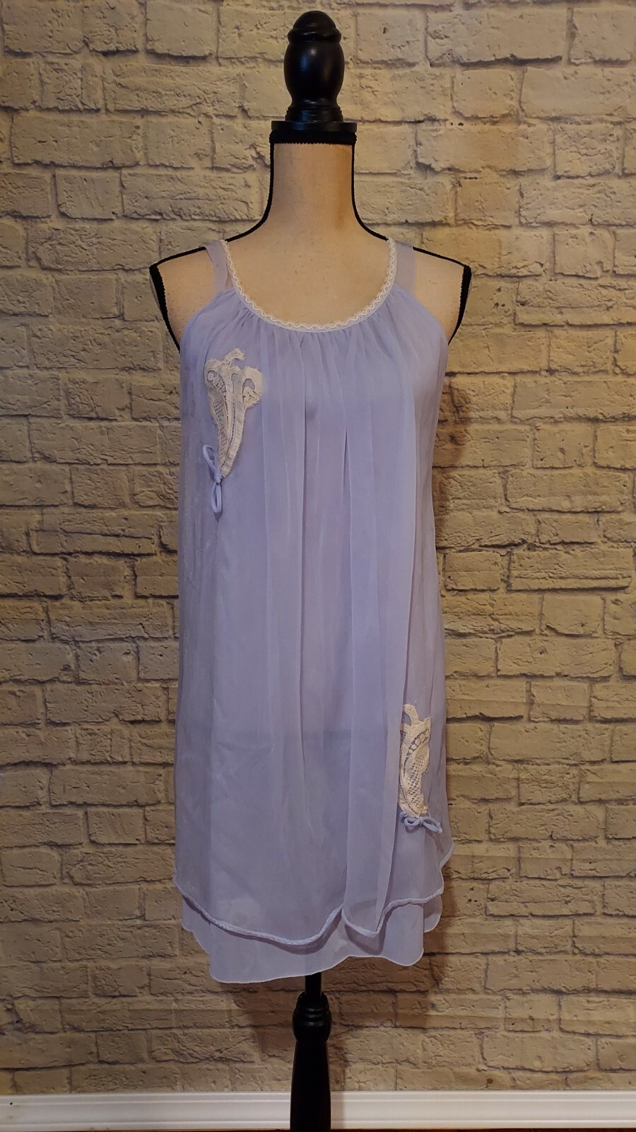 Vintage 60&rsquo;s Lisette Al Sterling Nylon Lace Lilac Peignoir Set 3 Layer Size SM