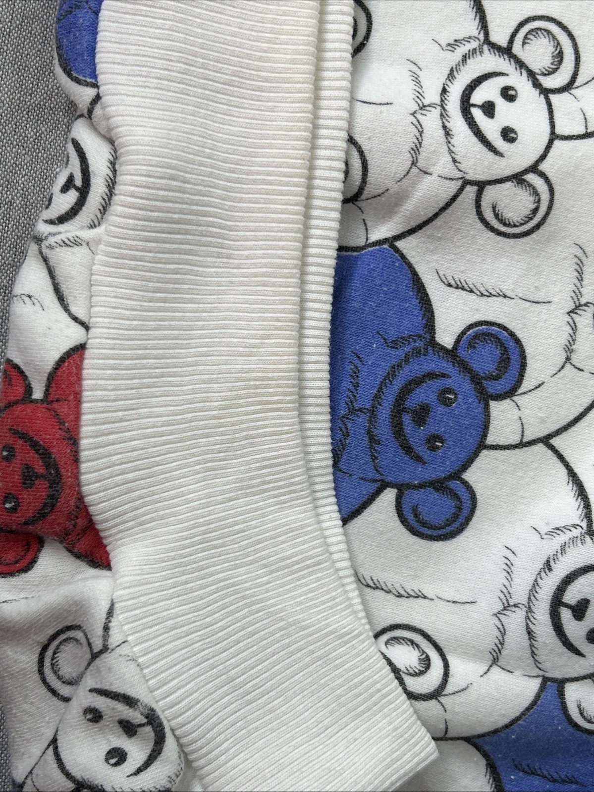 Vintage One Step Up White Sweatshirt with Red, White, and Blue Bears One Size