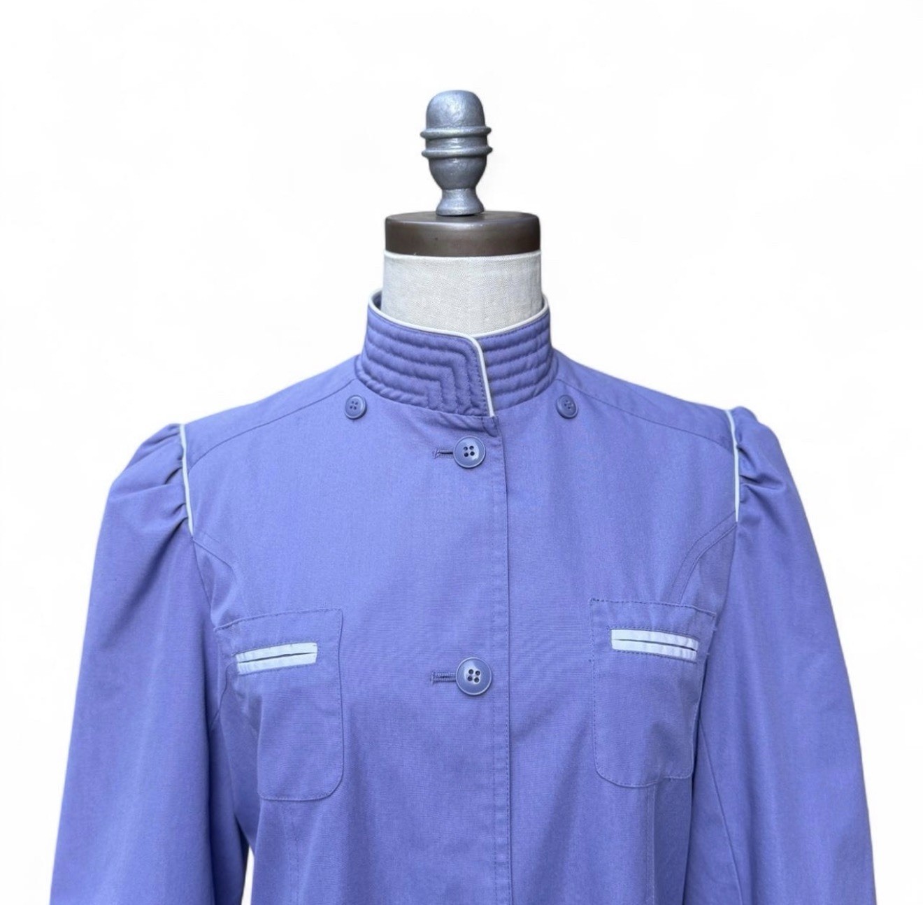 Vintage Partners Lavender Cotton Blend Trench Coat 70’s Flare Retro Cottage