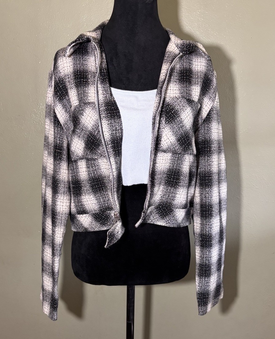 Vintage Insane 70s shadow plaid cropped jacket.S/M.union Made
