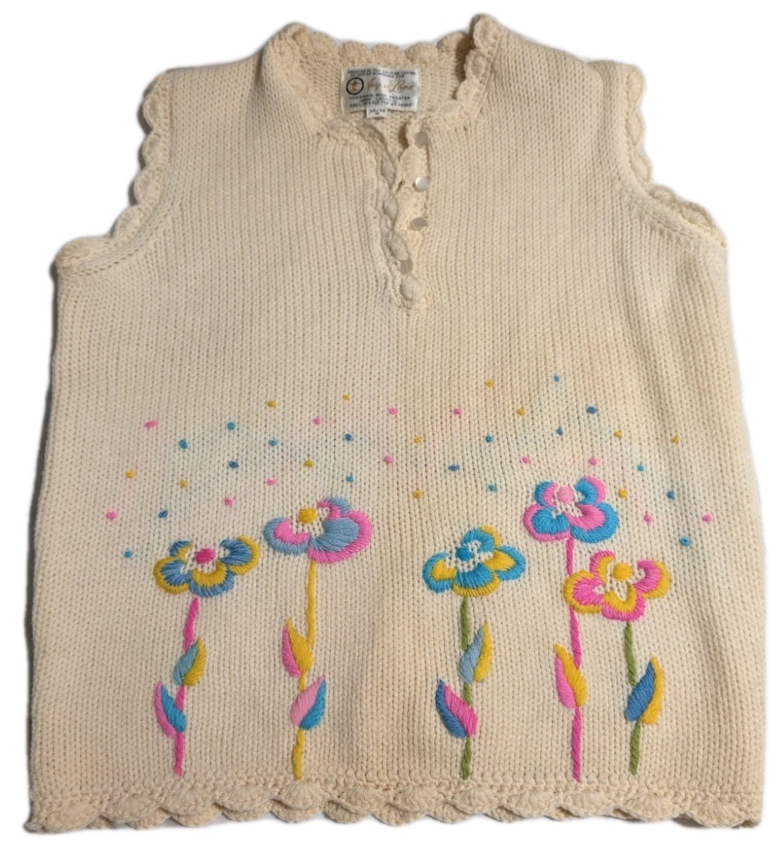 Vintage Joyce Lane Virgin Wool Sweater Vest Women&rsquo;s M Floral Hand Loomed
