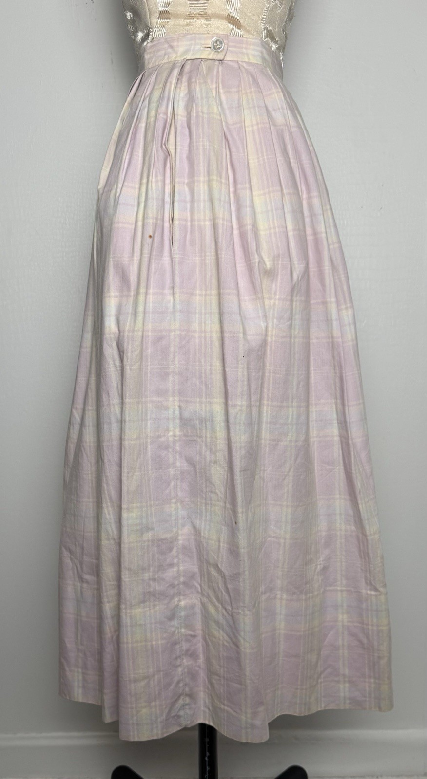 Vtg F.R. Tripler 2 Pc Skirt Top Set 8 Lavender Plaid 40s Tea Dress S/M