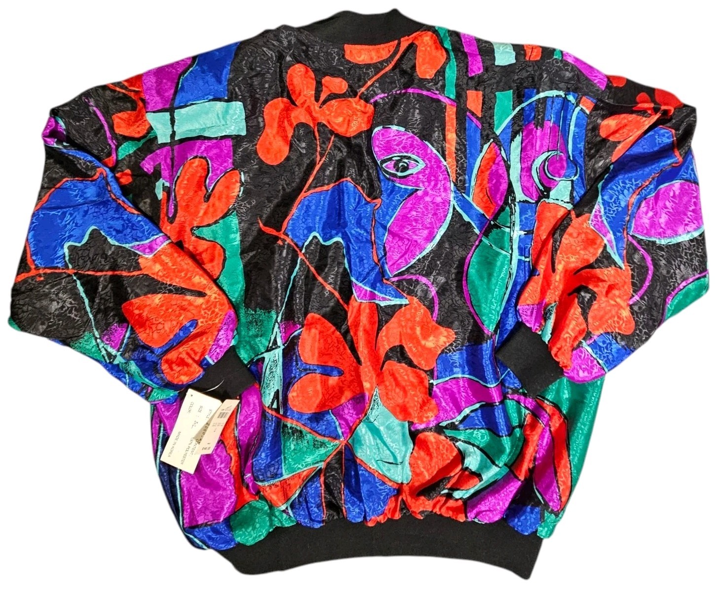 Vintage G Oberti Abstract Jacket Bomber Lined Colorful Streetwear Womens 2XL NWT