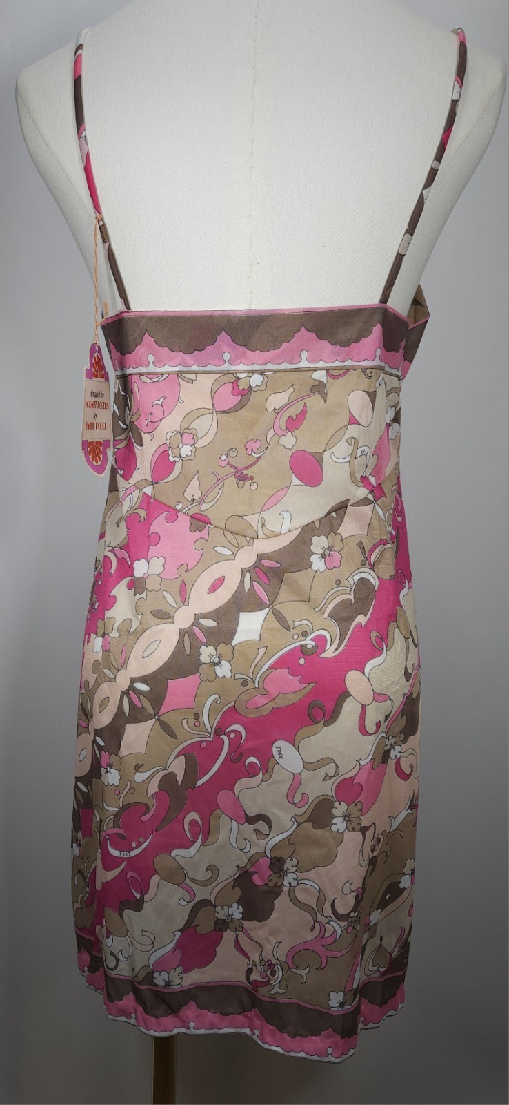 Vintage Emilio Pucci Nylon Mini Dress Form Fit Rogers Pink Tan Women&rsquo;s Size 34