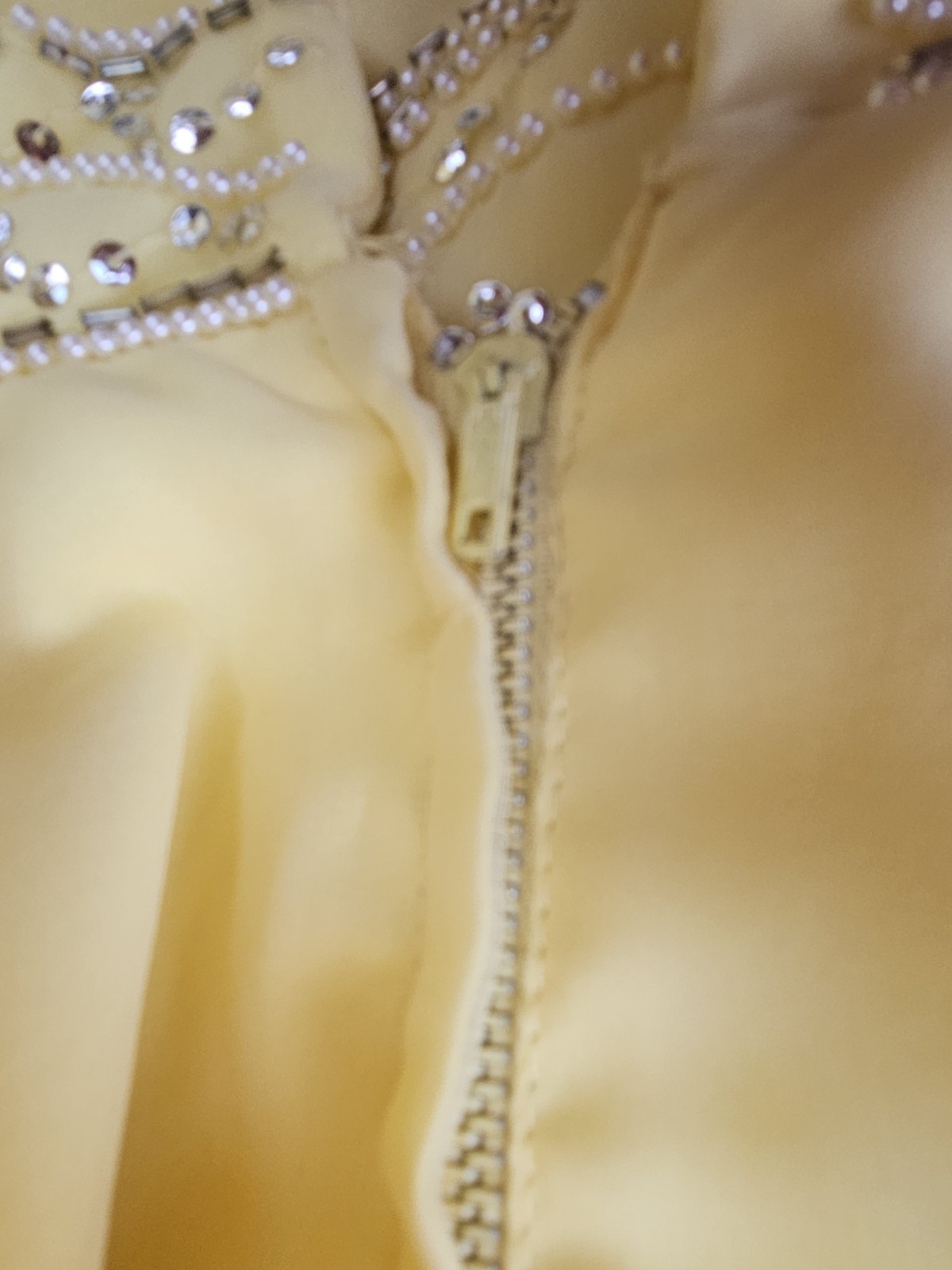 Vintage Custom Made Yellow Chiffon 1970s Formal Dress M