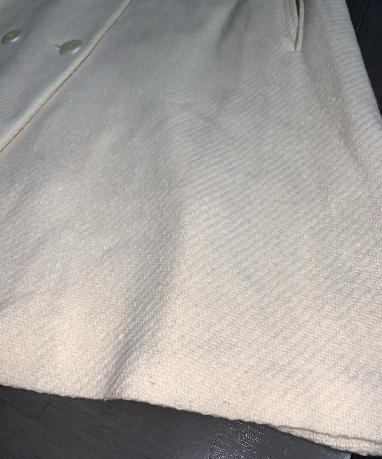A5 60s CREAM UNION WOOL CAPE CLOAK DOUBLE BREASTED LARGE BUTTONS SZ 10/12 L/XL